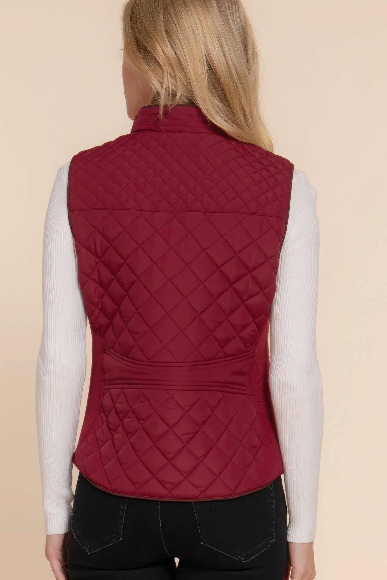 Suede Piping Quilted Padding Vest product image