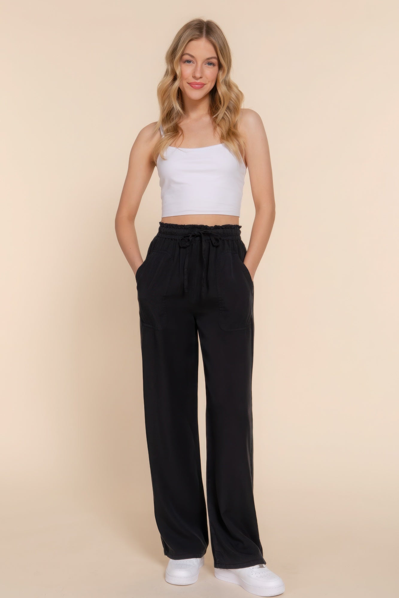Elastic Waist Tencel Long Pants product image