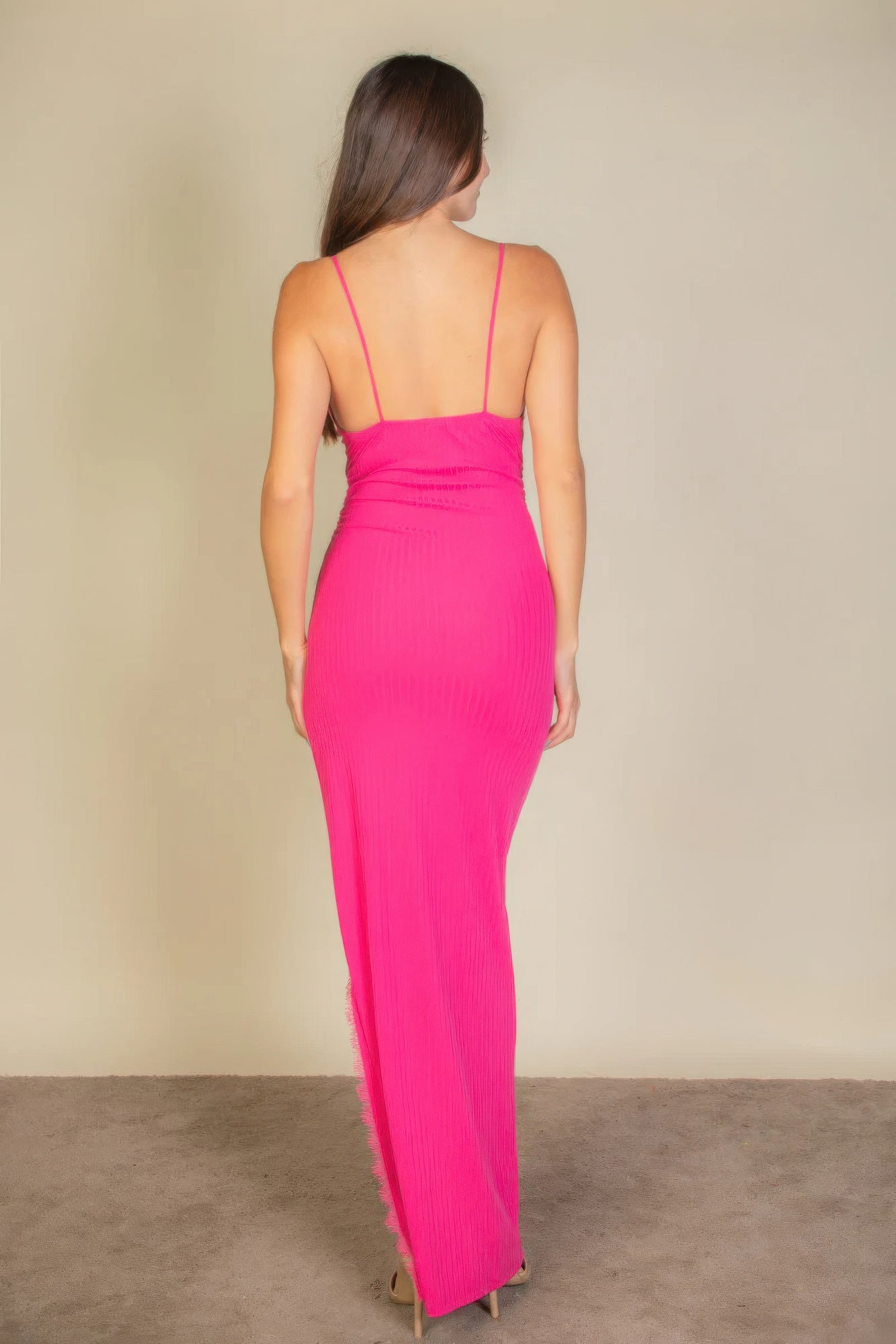 Eyelash Lace Trim Split Thigh Cami Dress product image