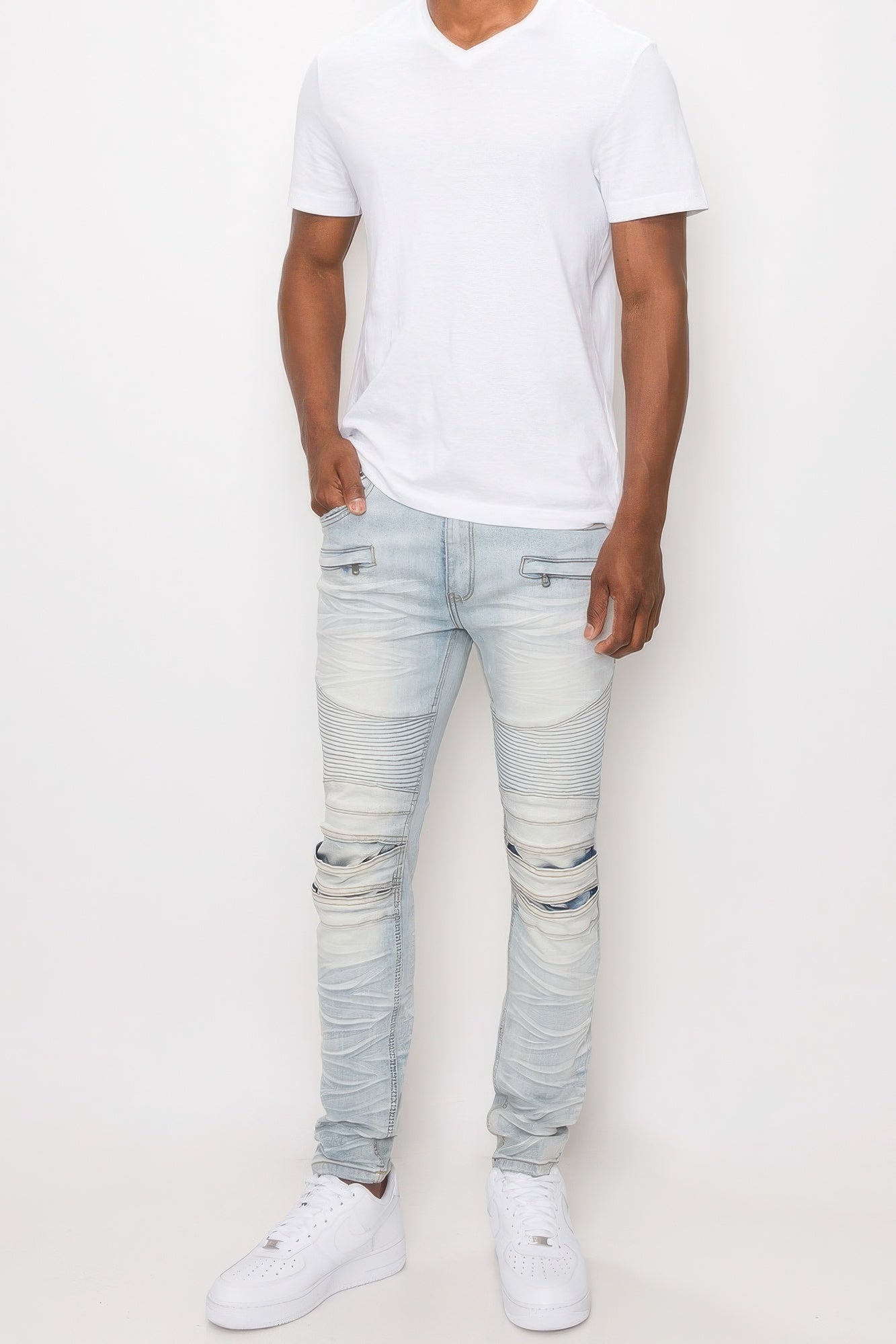 Men Creased Biker Denim Jeans product image