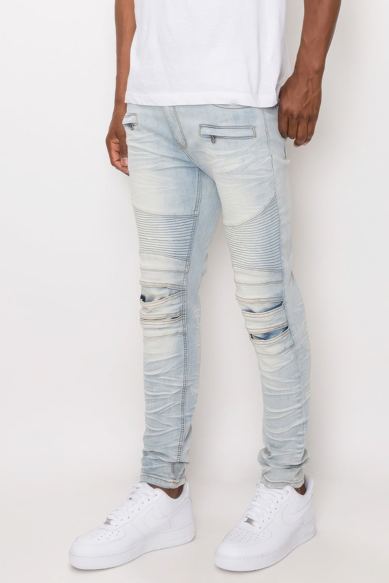 Men Creased Biker Denim Jeans product image