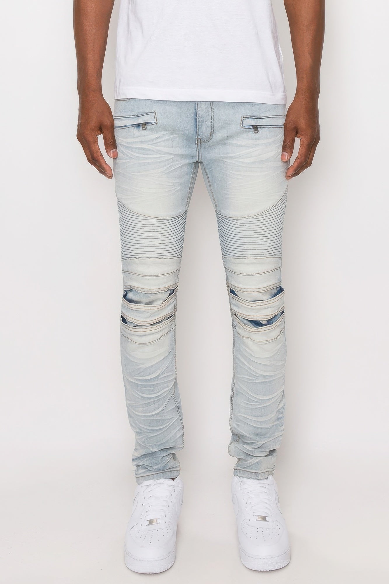 Men Creased Biker Denim Jeans product image