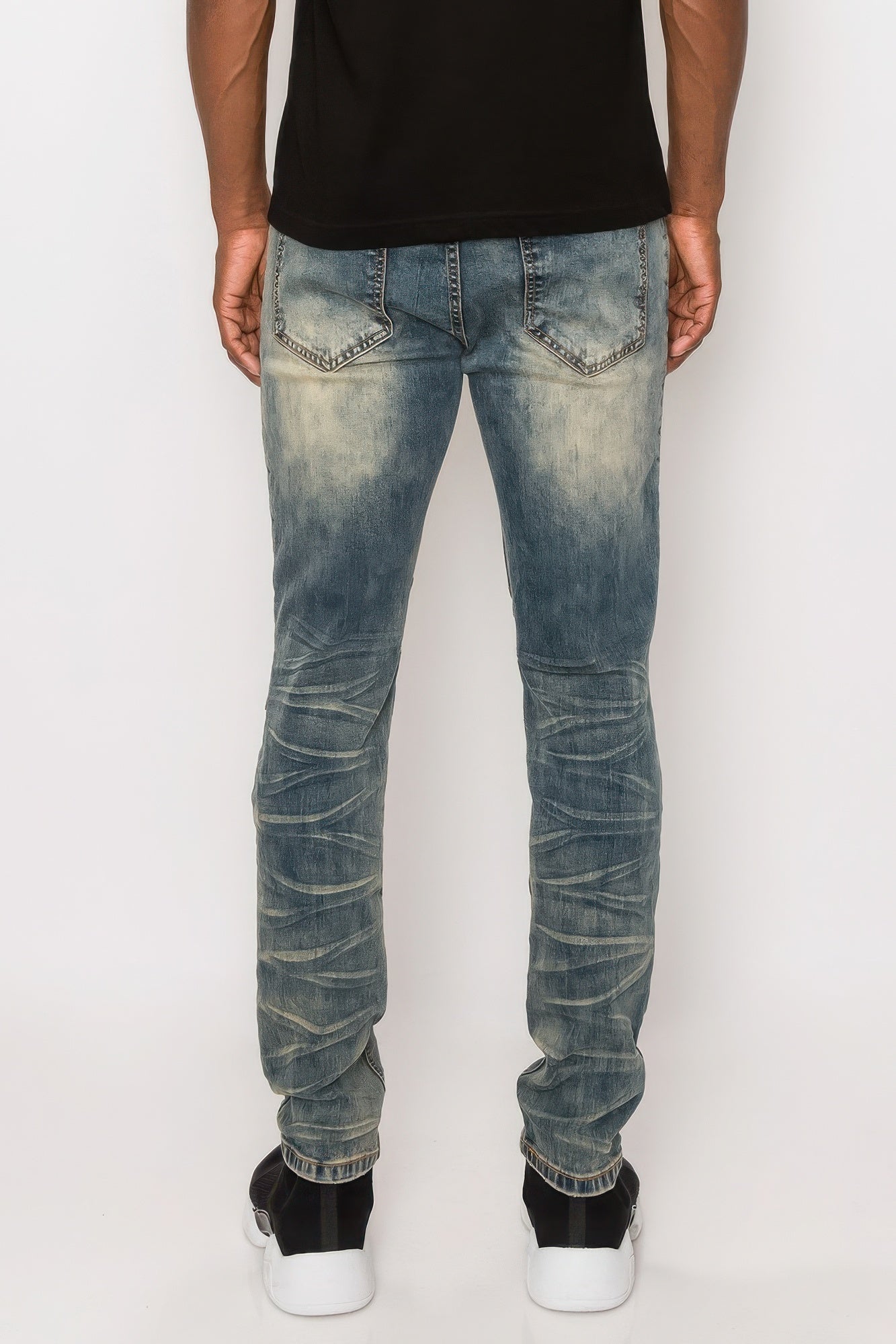 Men Creased Biker Denim Jeans product image