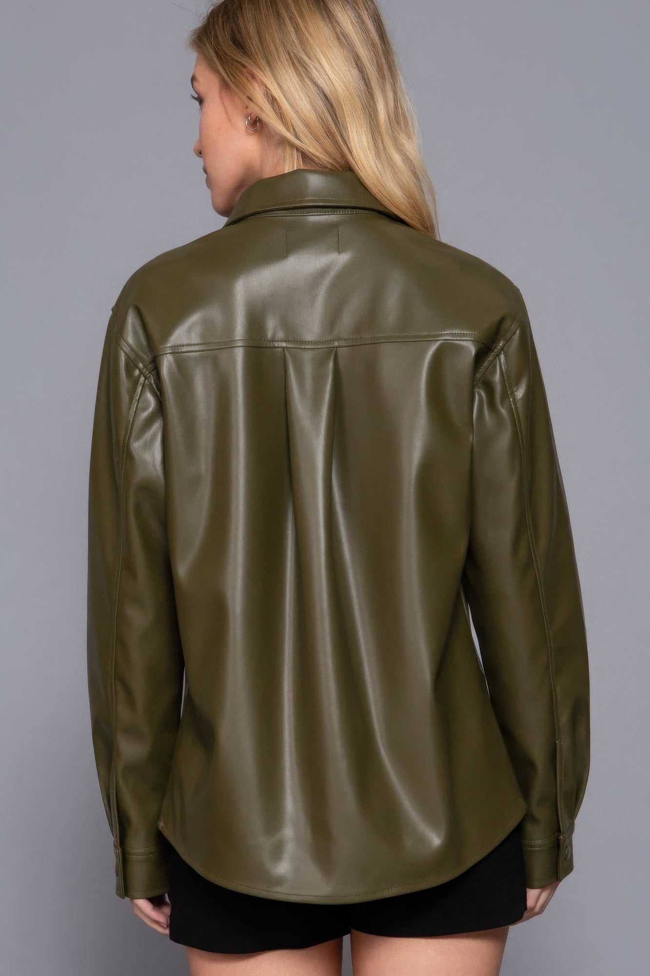 Long Slv Faux Leather Shacket product image