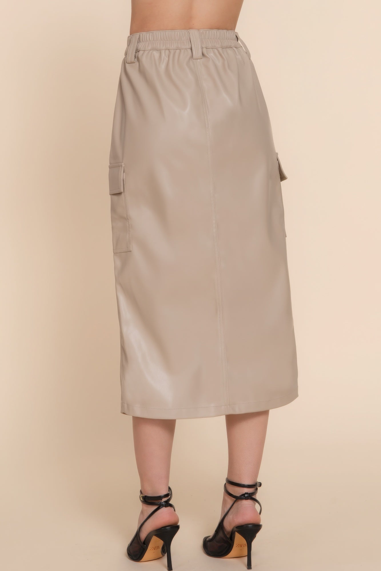 Faux Leather Midi Cargo Skirt product image