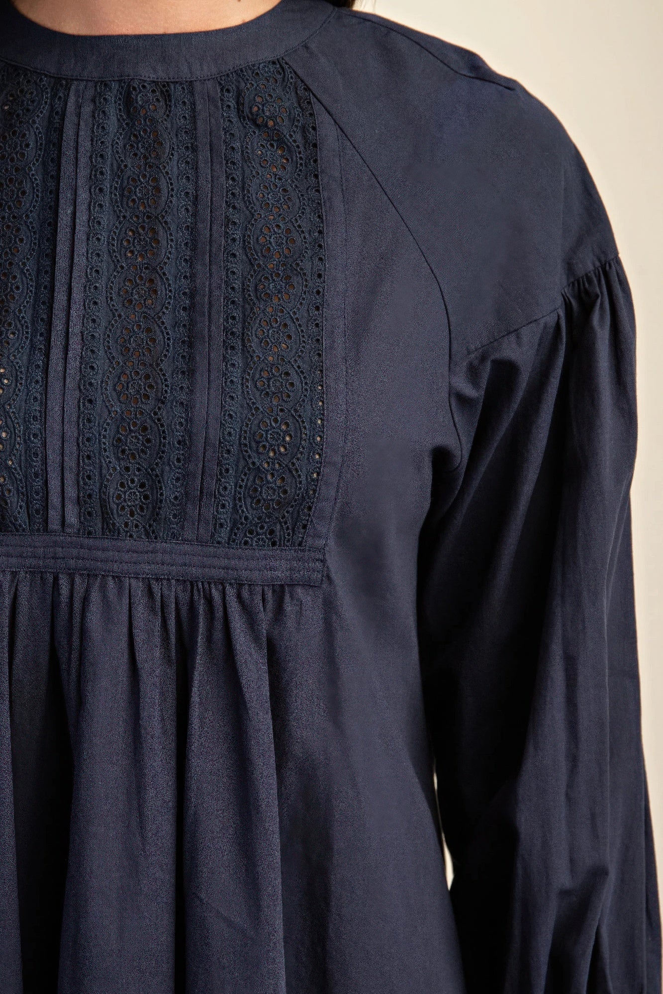 Long sleeve mini dress with lace detail product image