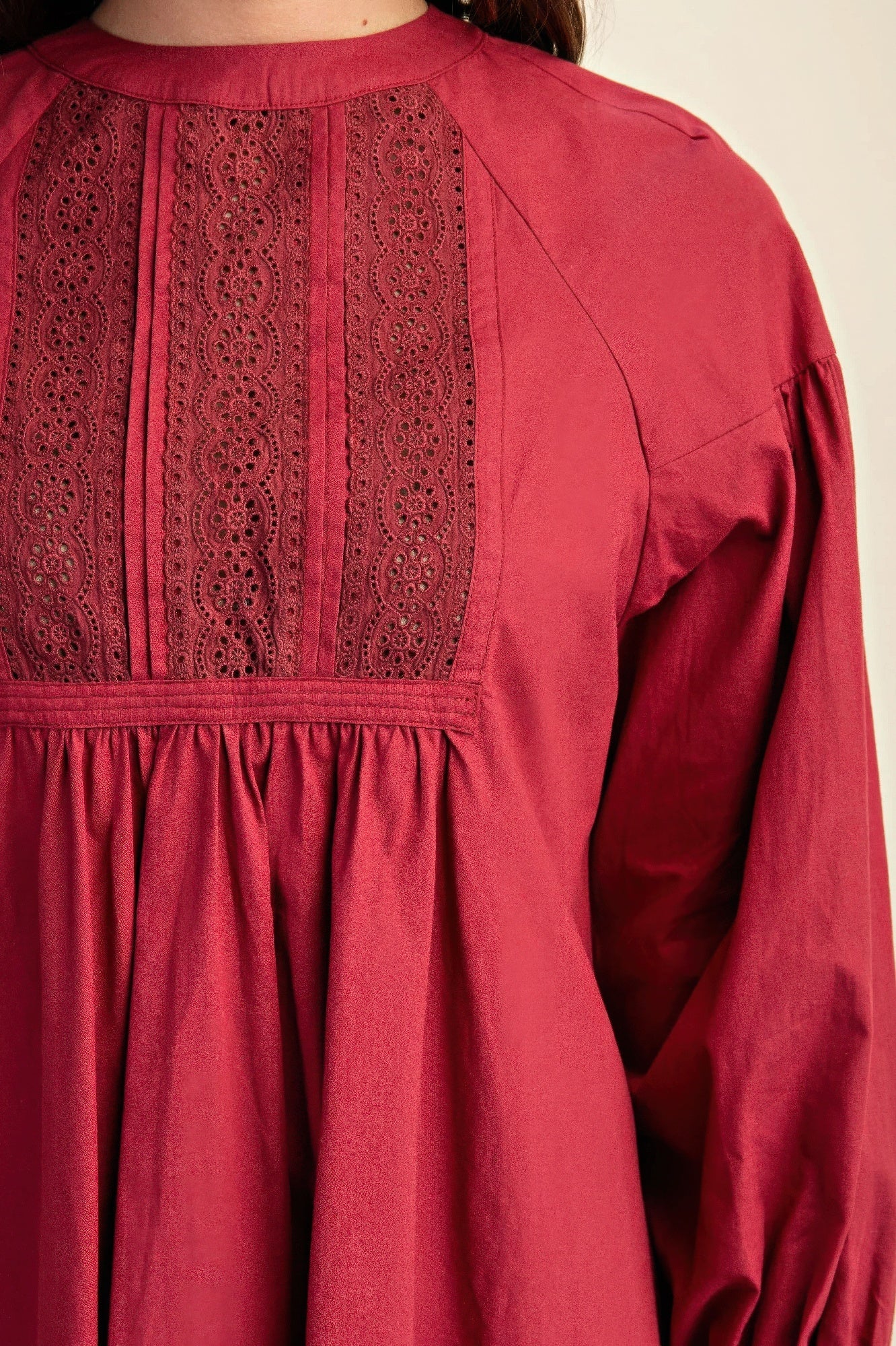 Long sleeve mini dress with lace detail product image