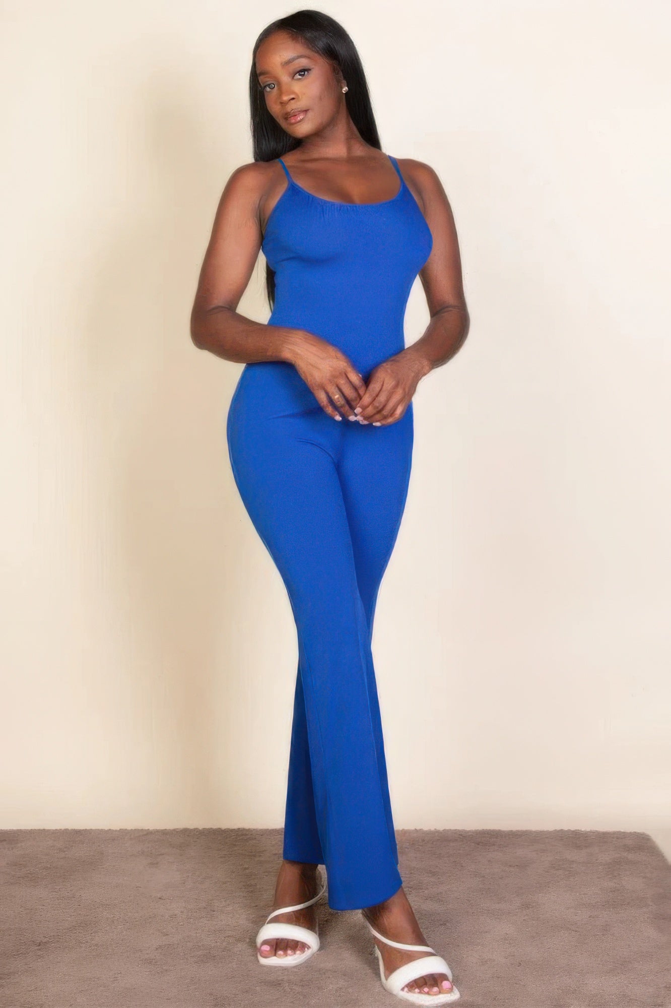 Ribbed sleeveless wide leg jumpsuit product image