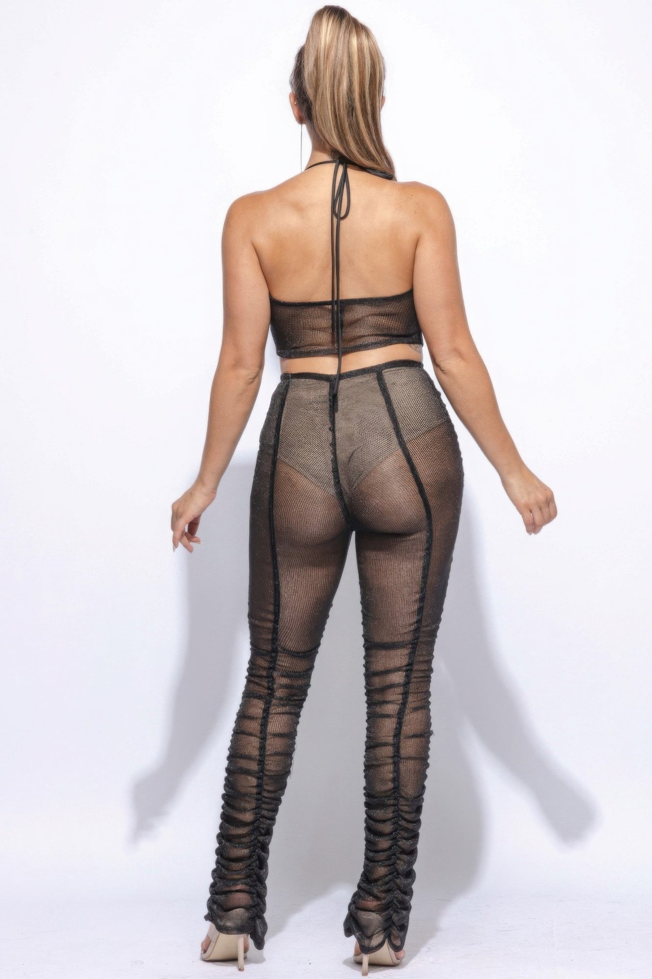 Halter Top Ruched Pants Set product image