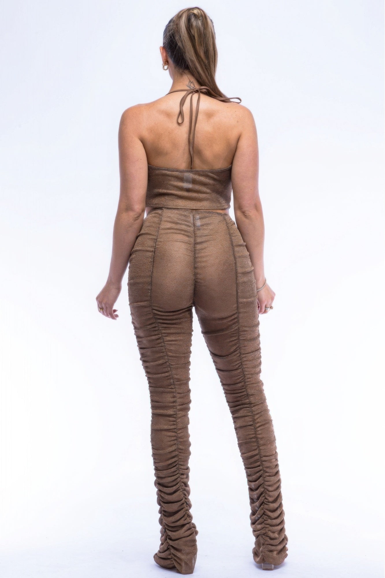 Halter Top Ruched Pants Set product image