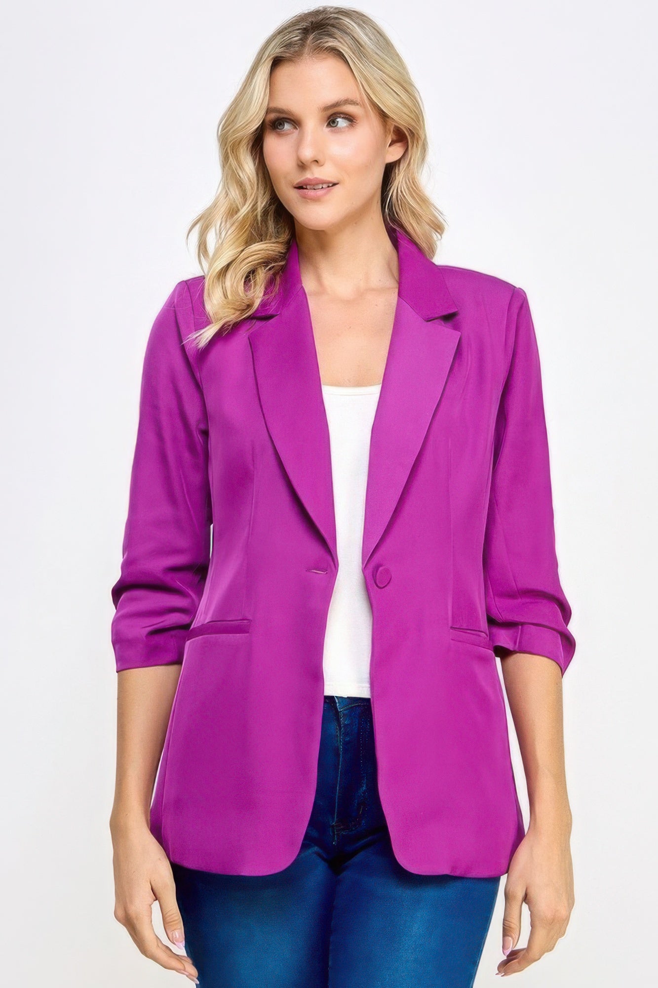 Buttoned Detail 3/4 Sleeve Blazer product image