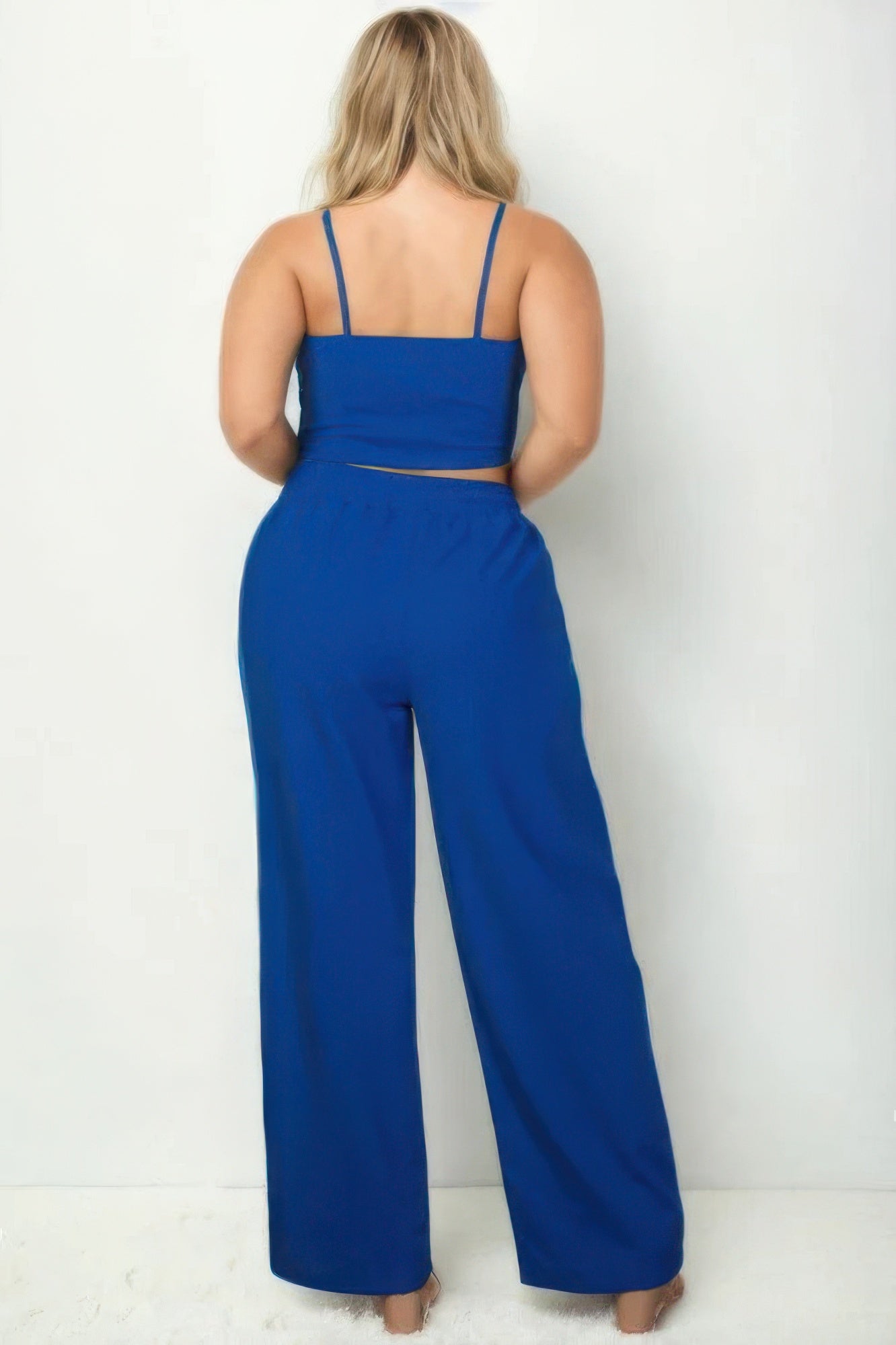Plus Bustier Crop Cami Top & Slant Pocket Straight Pants product image