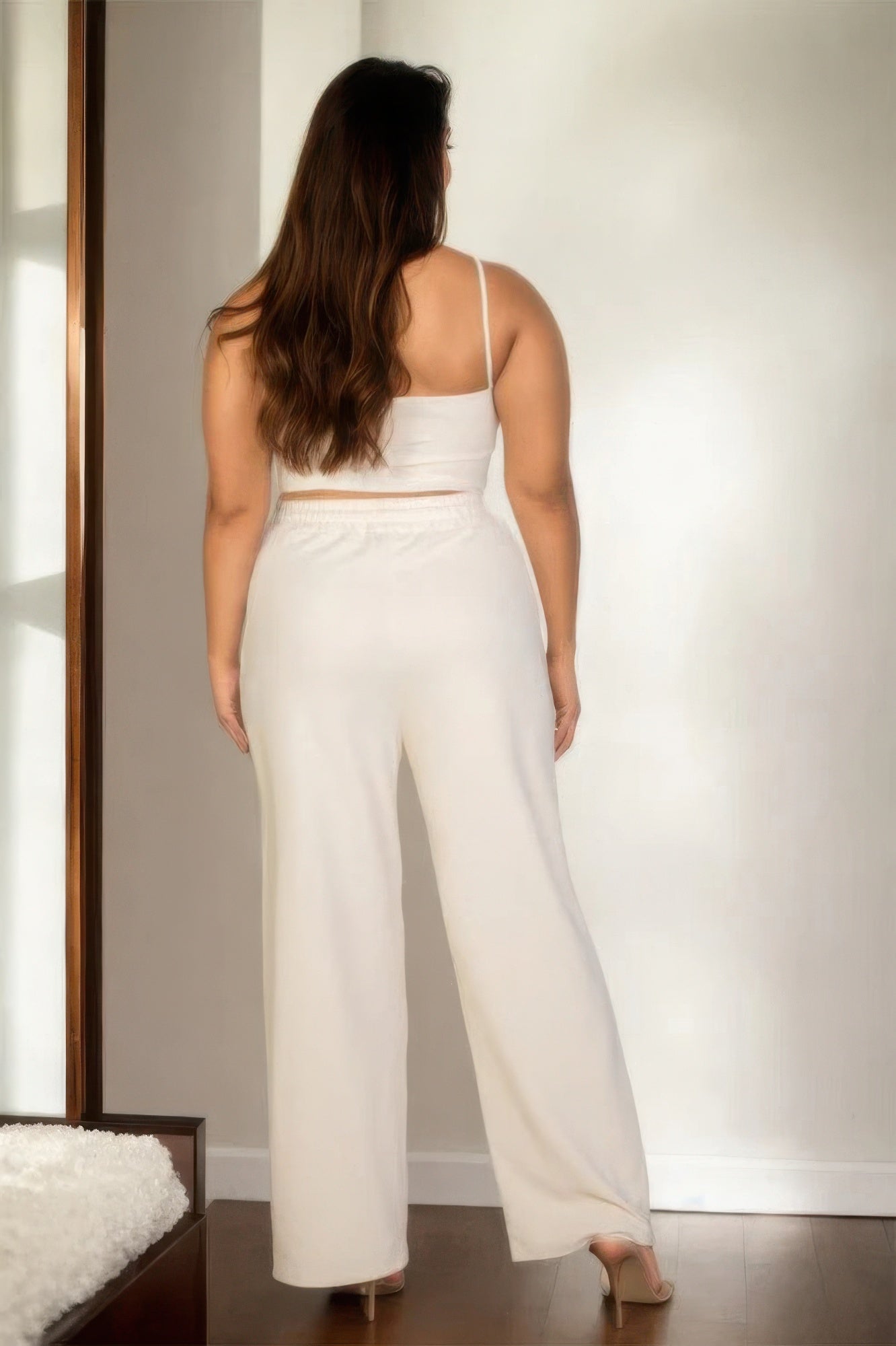 Plus Bustier Crop Cami Top & Slant Pocket Straight Pants product image