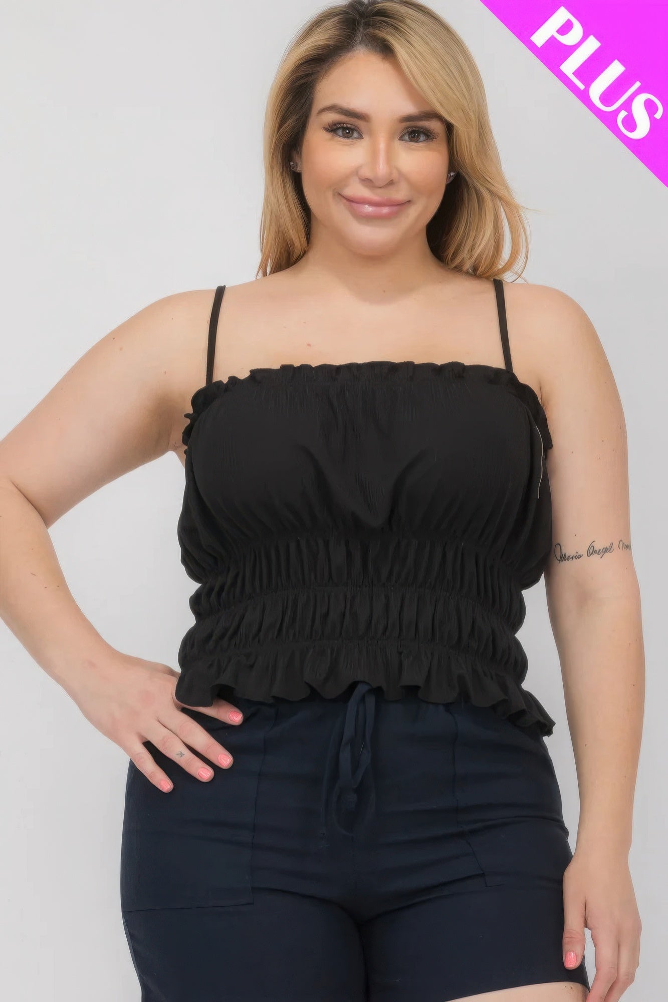 Plus Size Tiered Shirred Body Crop Top product image