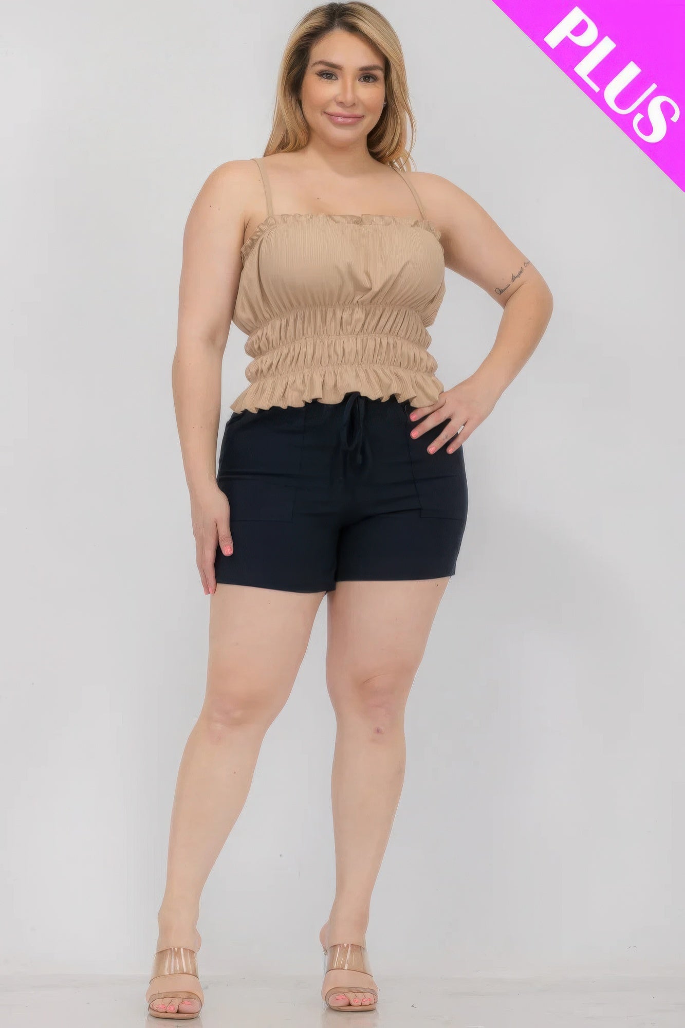 Plus Size Tiered Shirred Body Crop Top product image