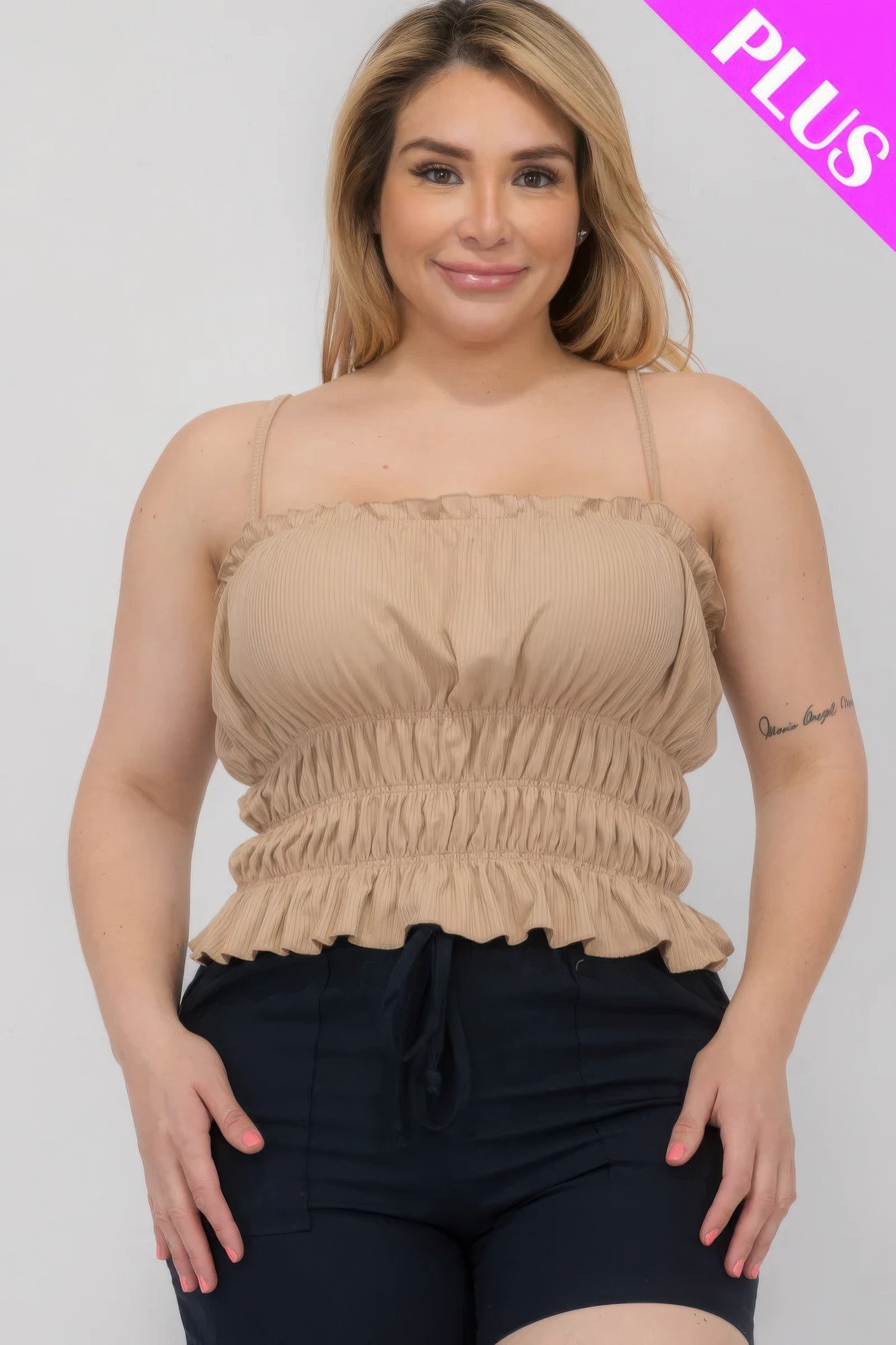 Plus Size Tiered Shirred Body Crop Top product image