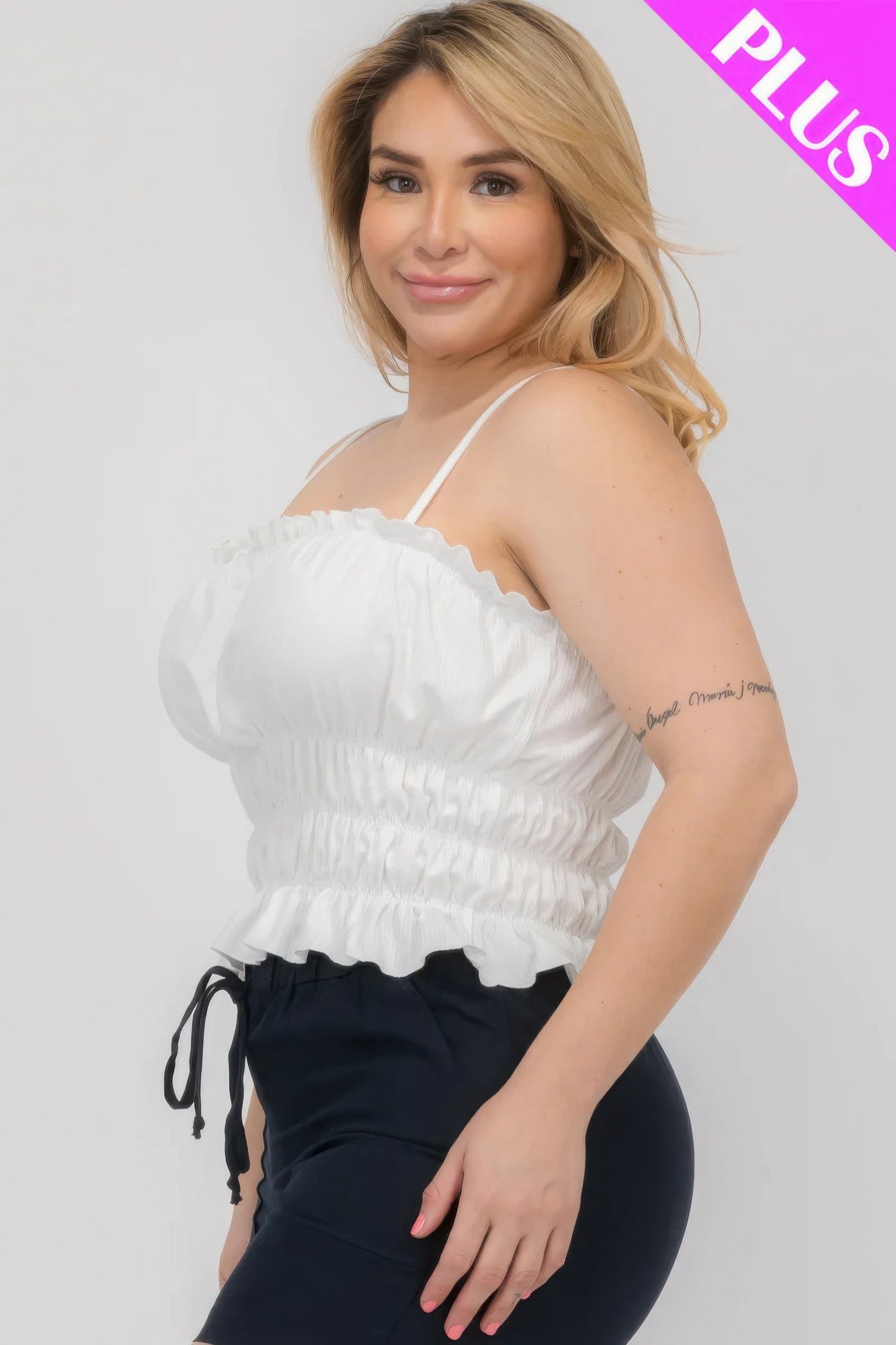 Plus Size Tiered Shirred Body Crop Top product image