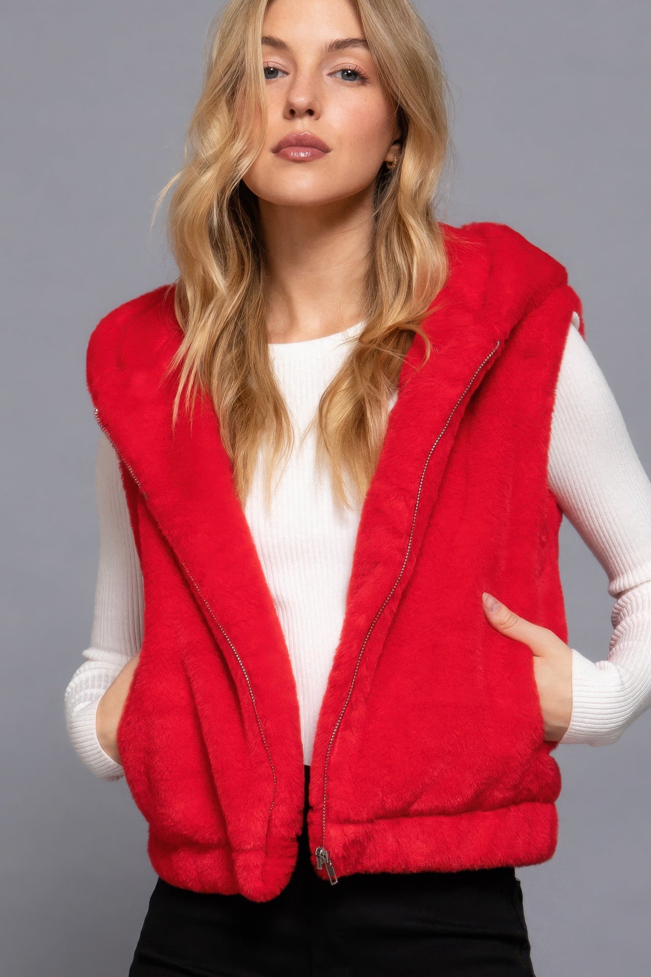 Hoodie Faux Fur Vest product image