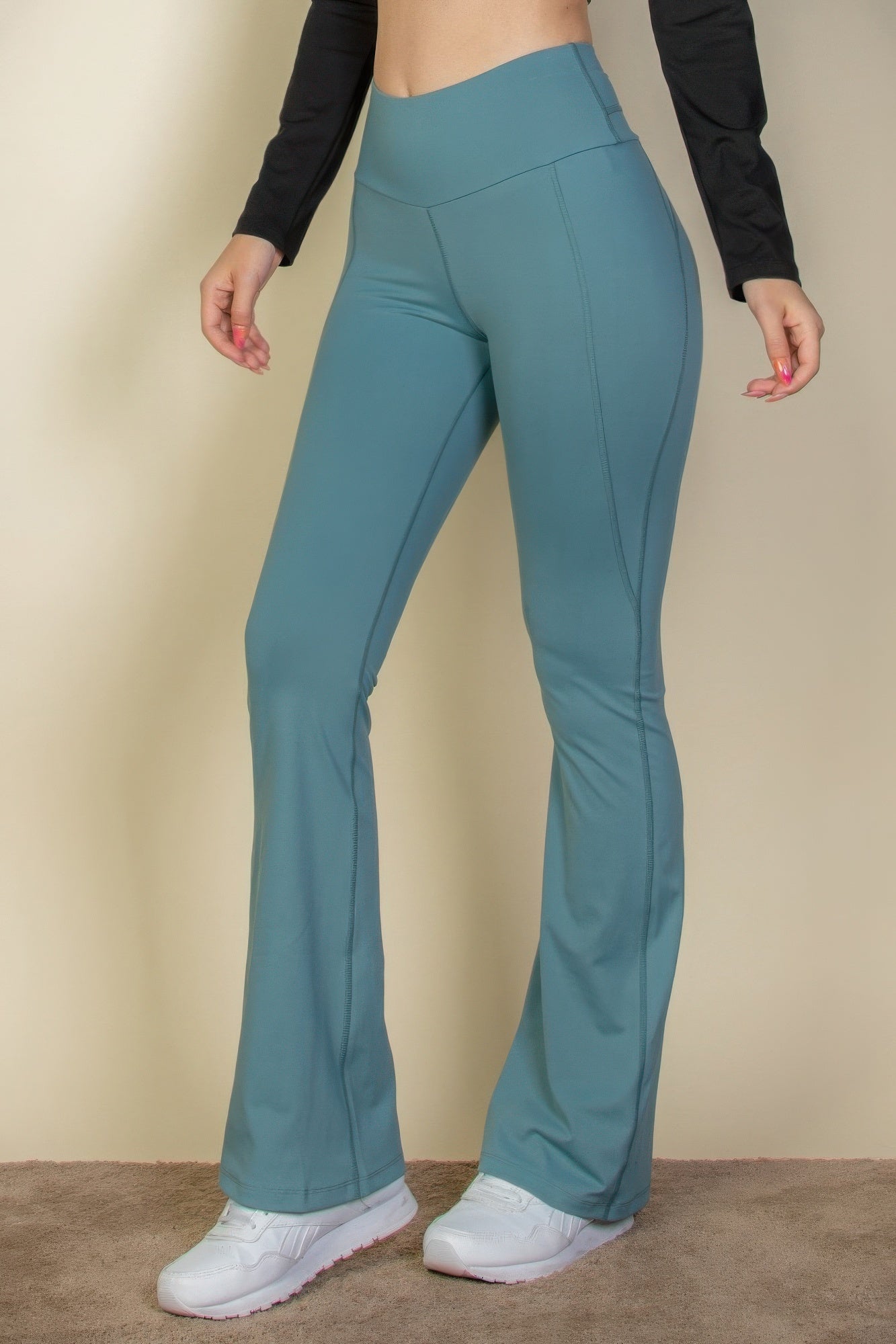 Wide waistband flare leg pants product image