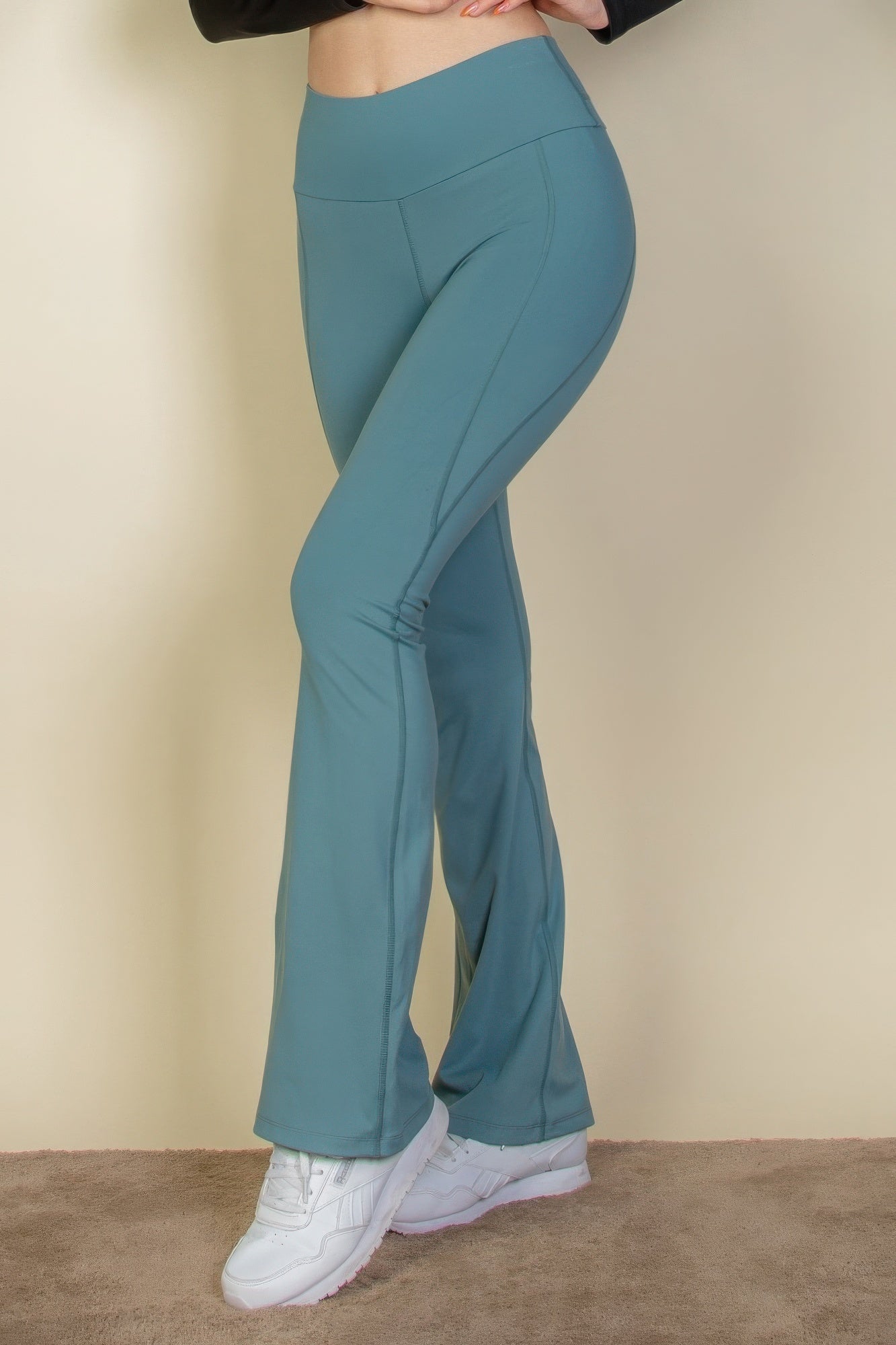 Wide waistband flare leg pants product image