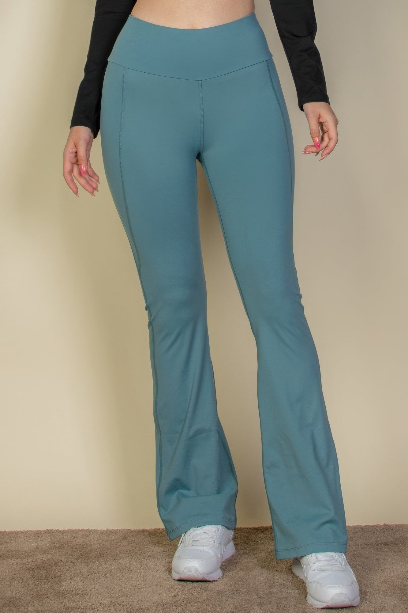 Wide waistband flare leg pants product image