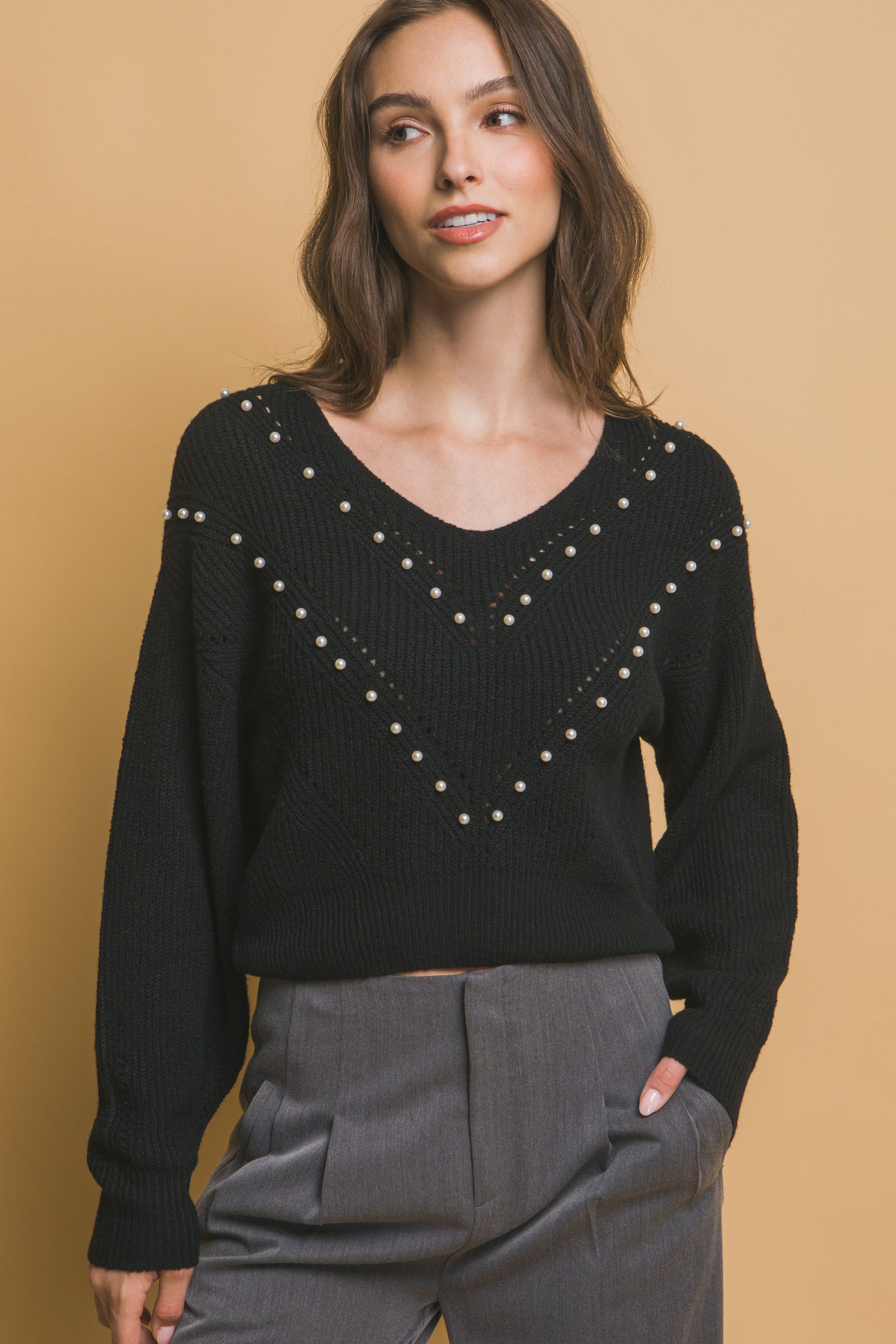 Pearl details sweater product image