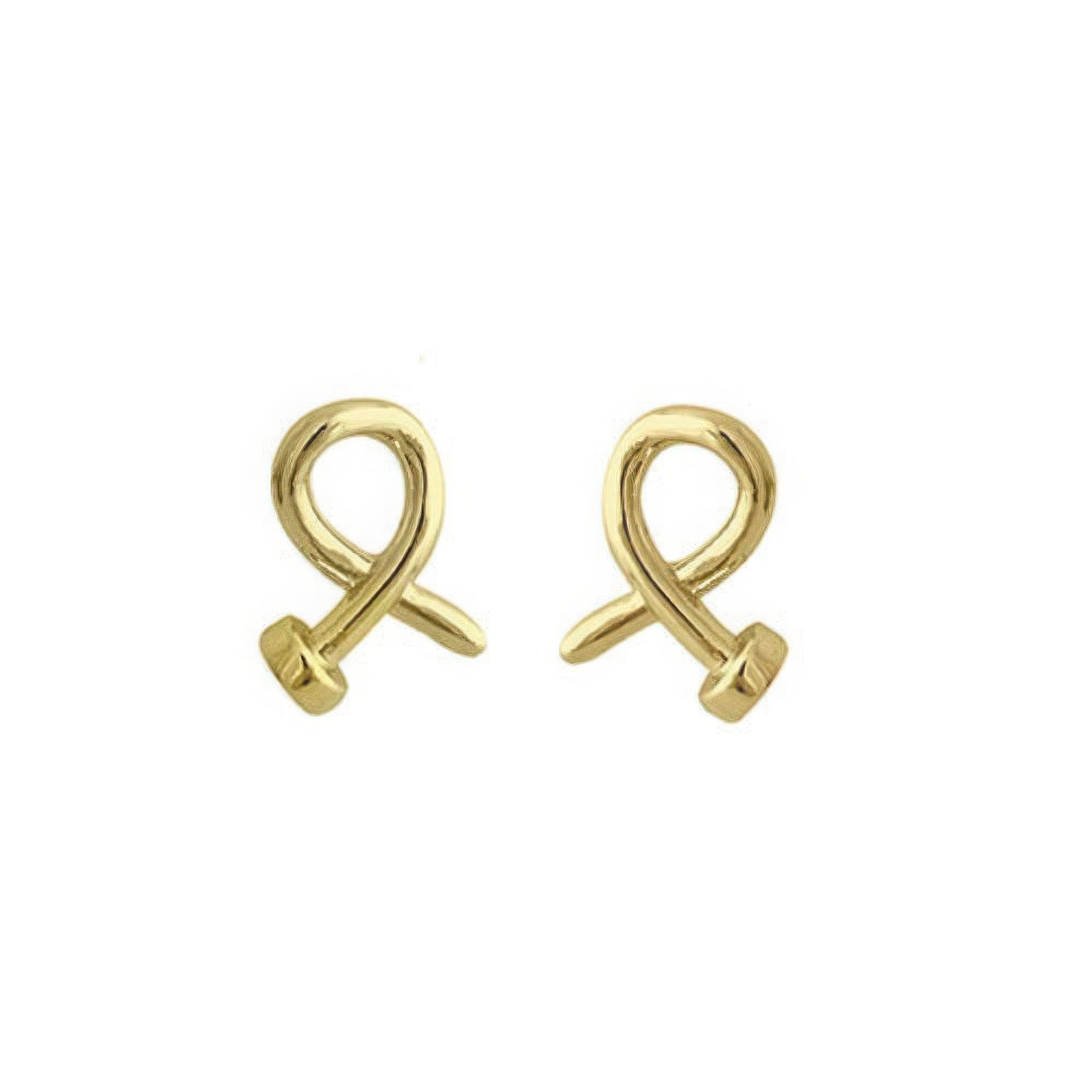 Gold plated crossed nail head stud earring product image