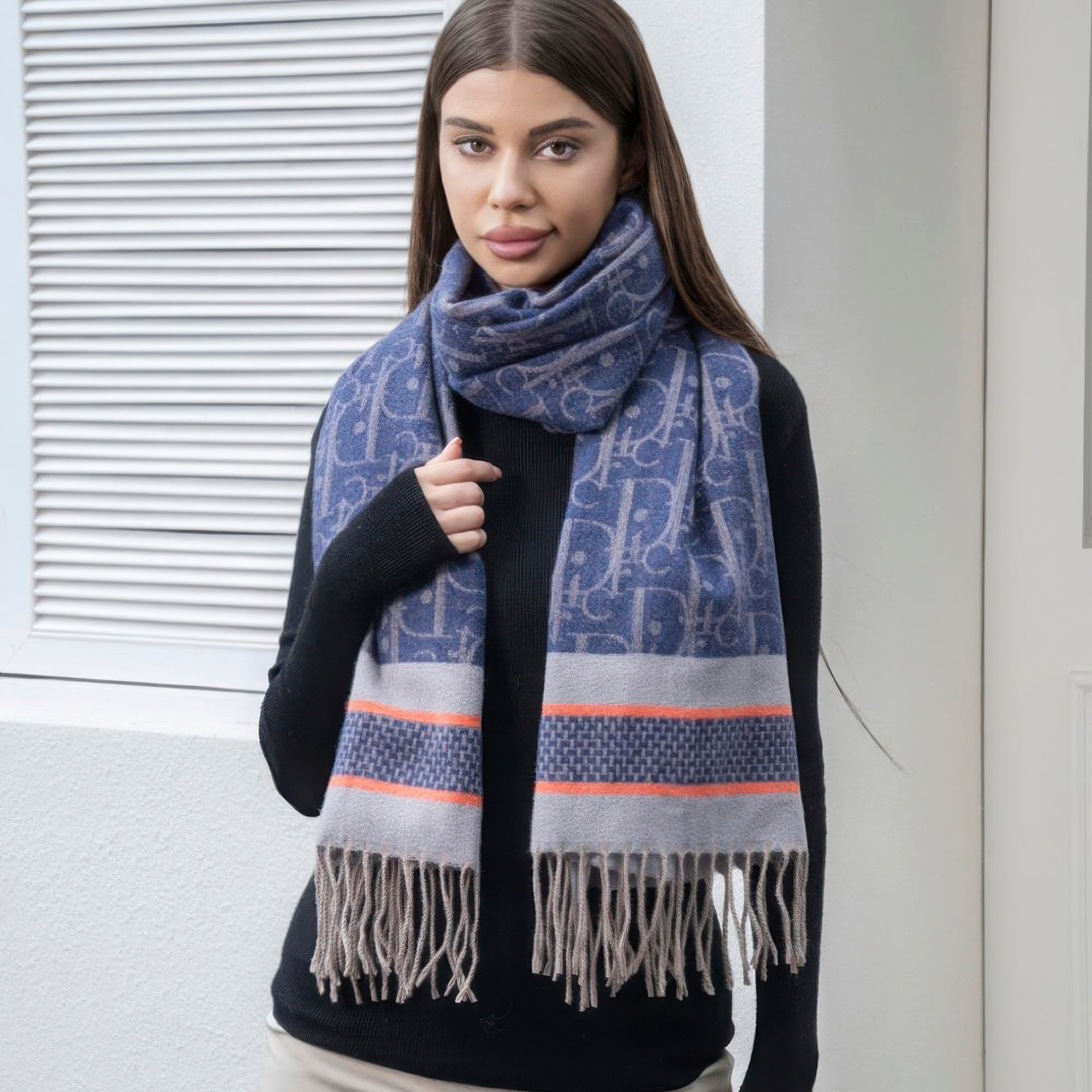 Double stripe blanket scarf with tassel product image