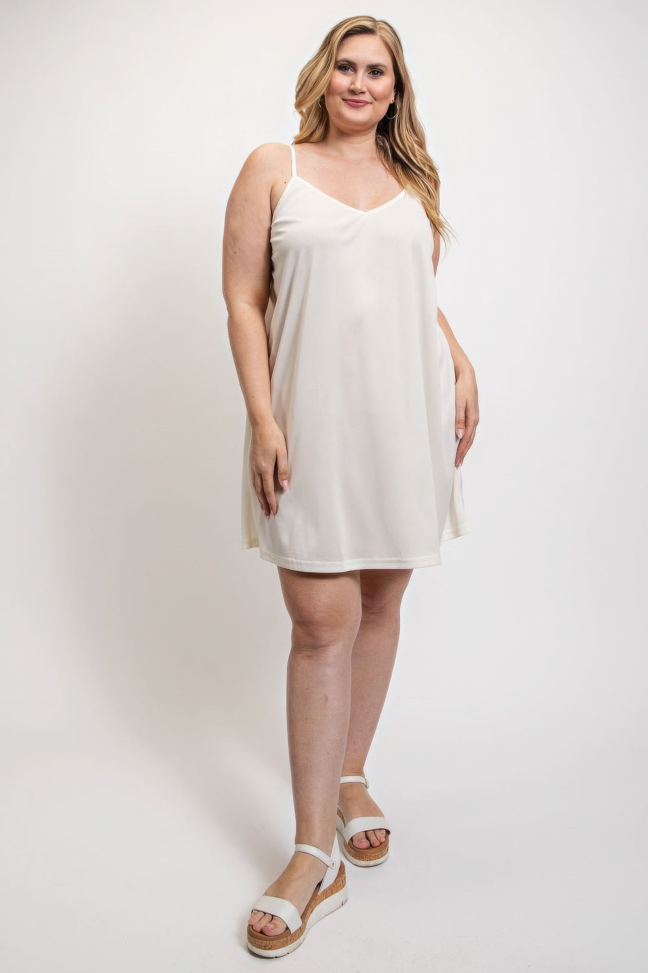 V-neck slip dress with adjustable straps product image