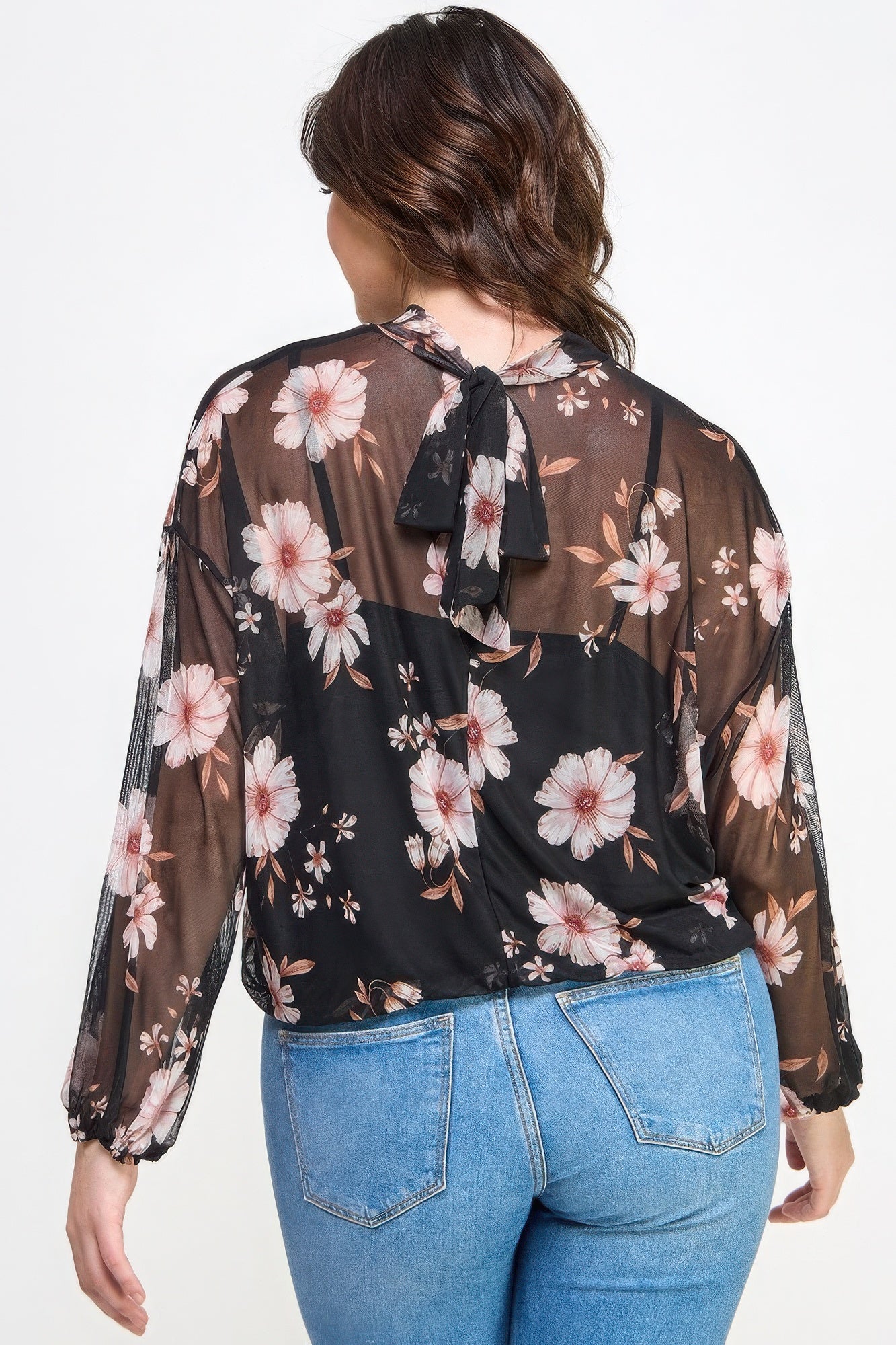 Mesh Floral Ls Top W/cami product image