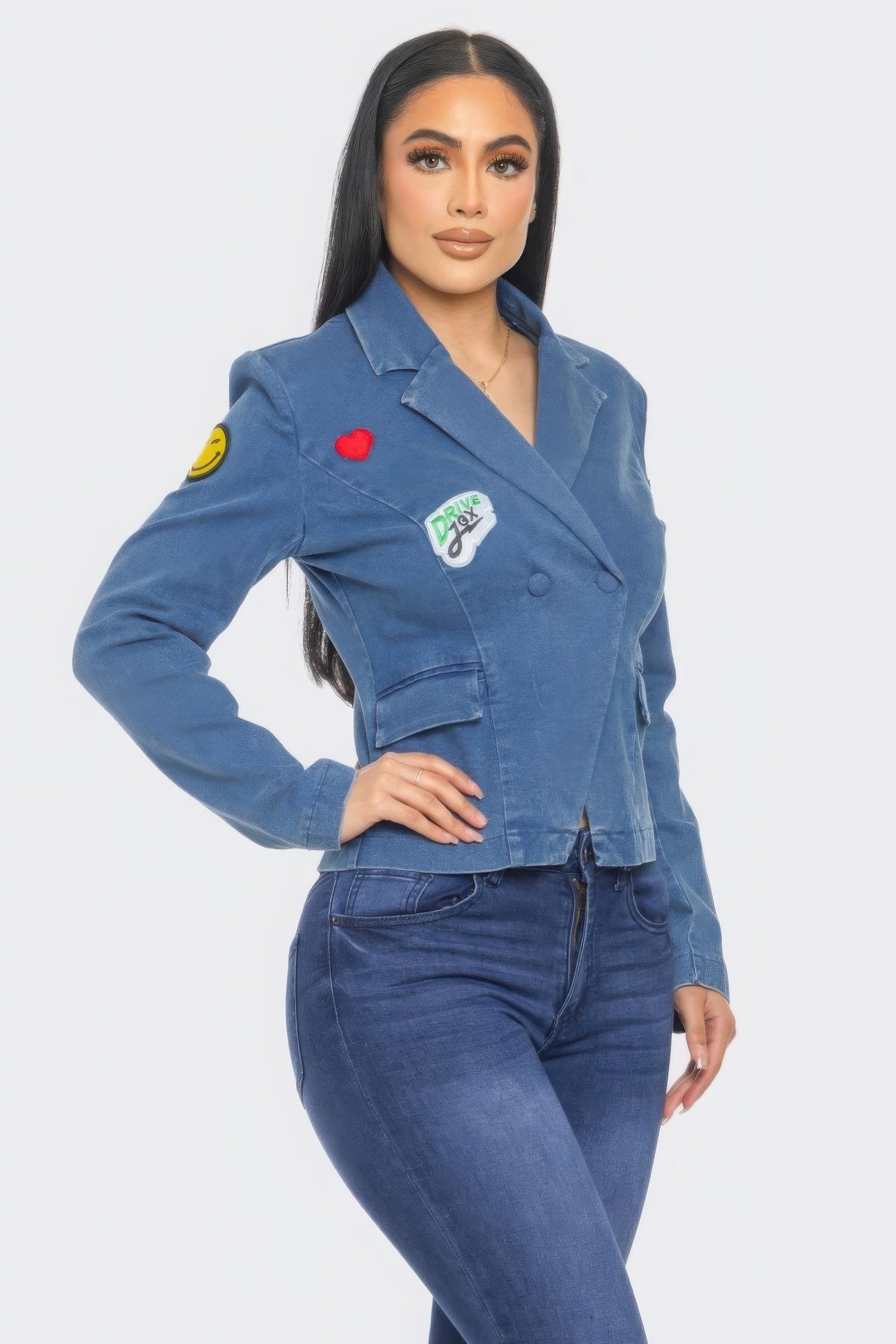 Patch It Up Denim Blazer Jacket product image