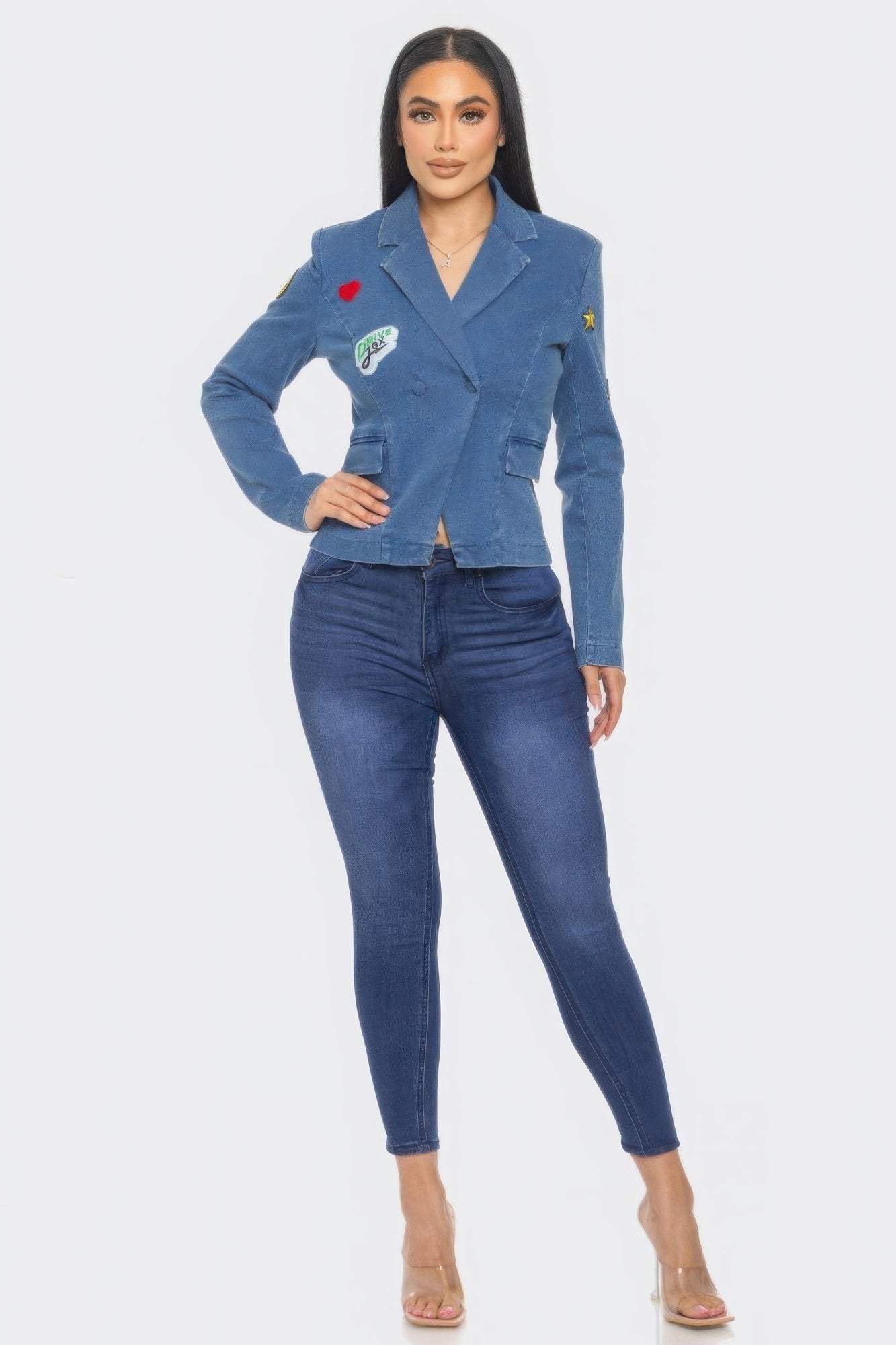 Patch It Up Denim Blazer Jacket product image