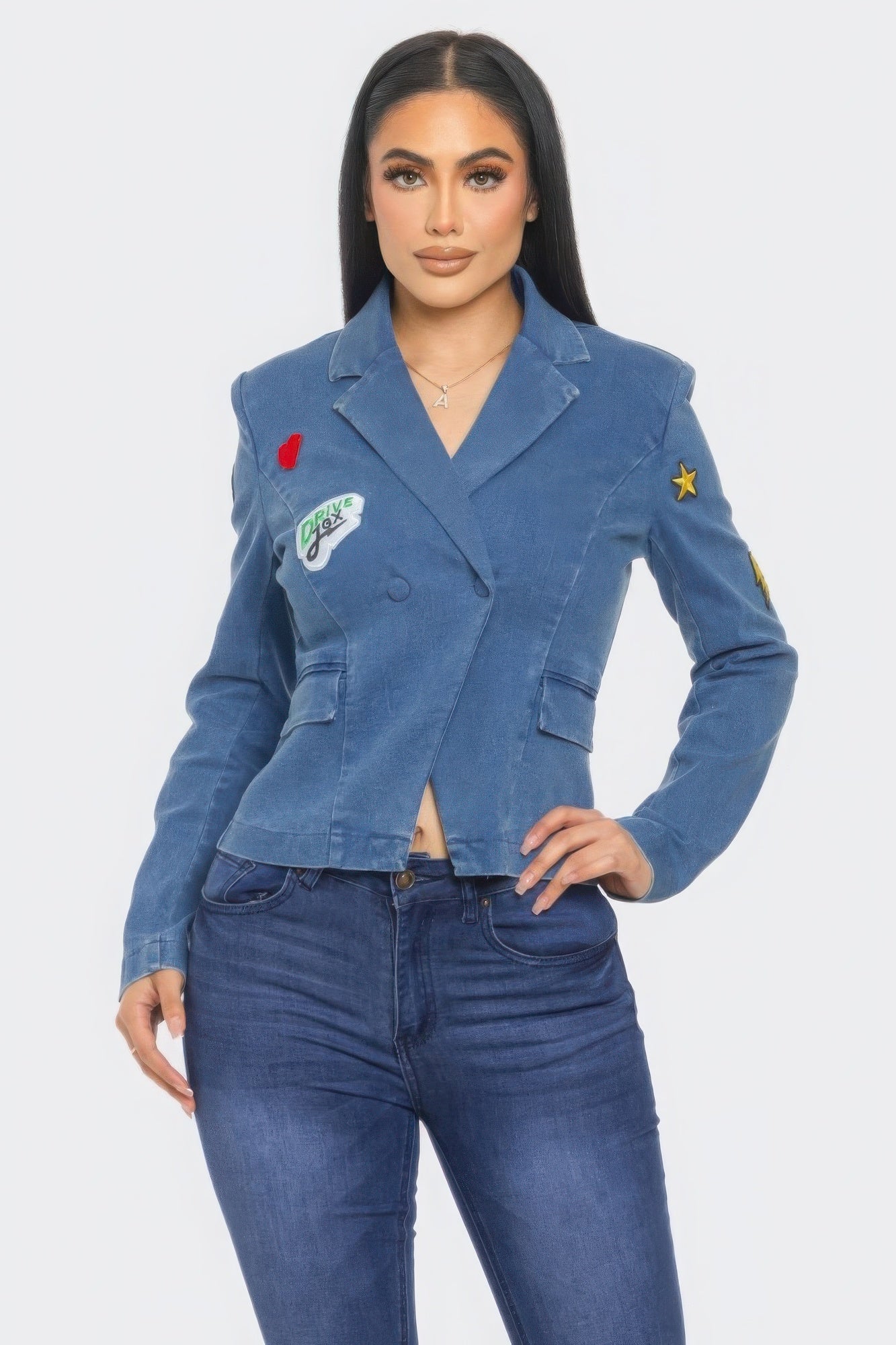 Patch It Up Denim Blazer Jacket product image