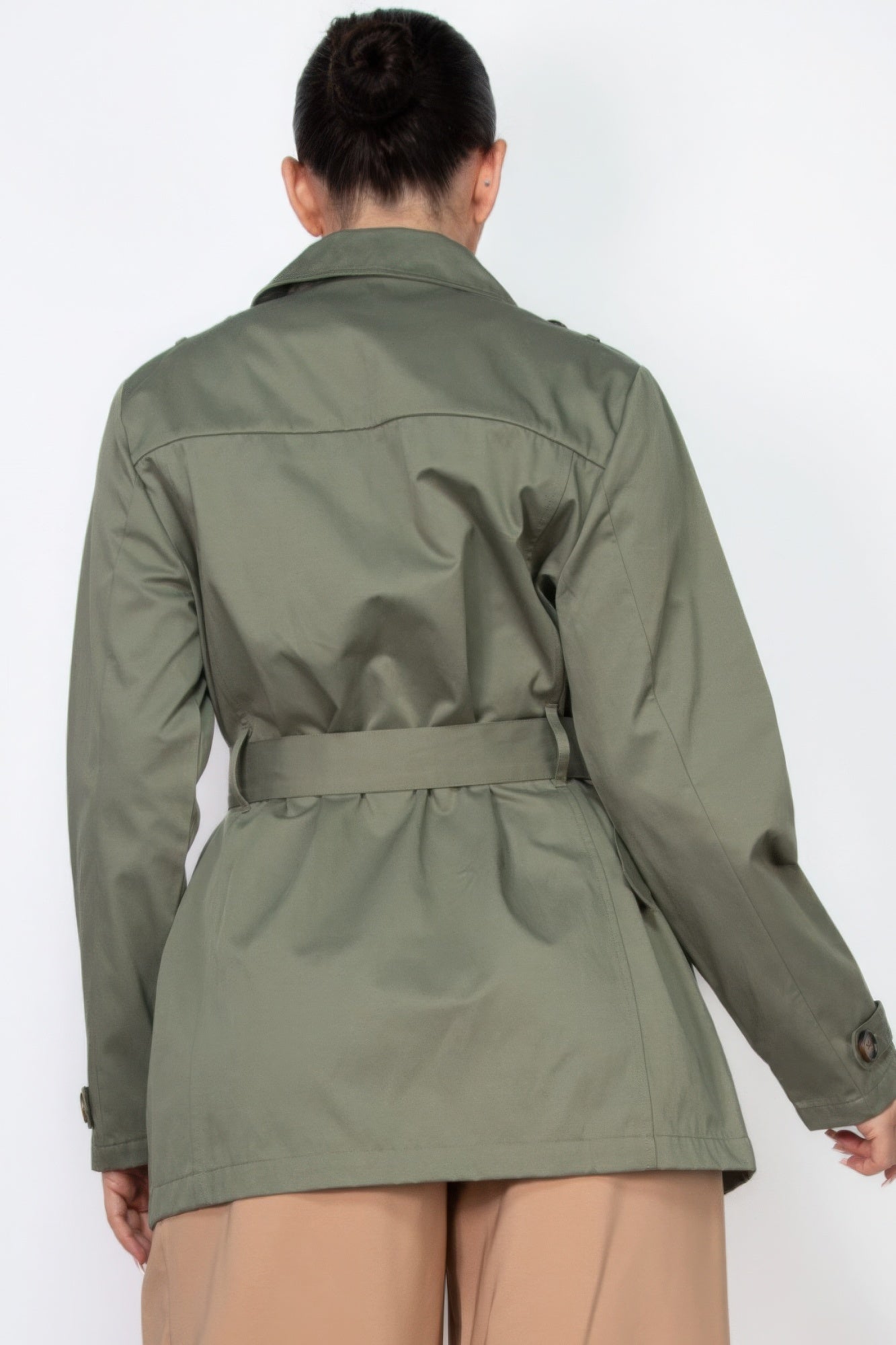 Double-breasted Notch Belted Coat product image