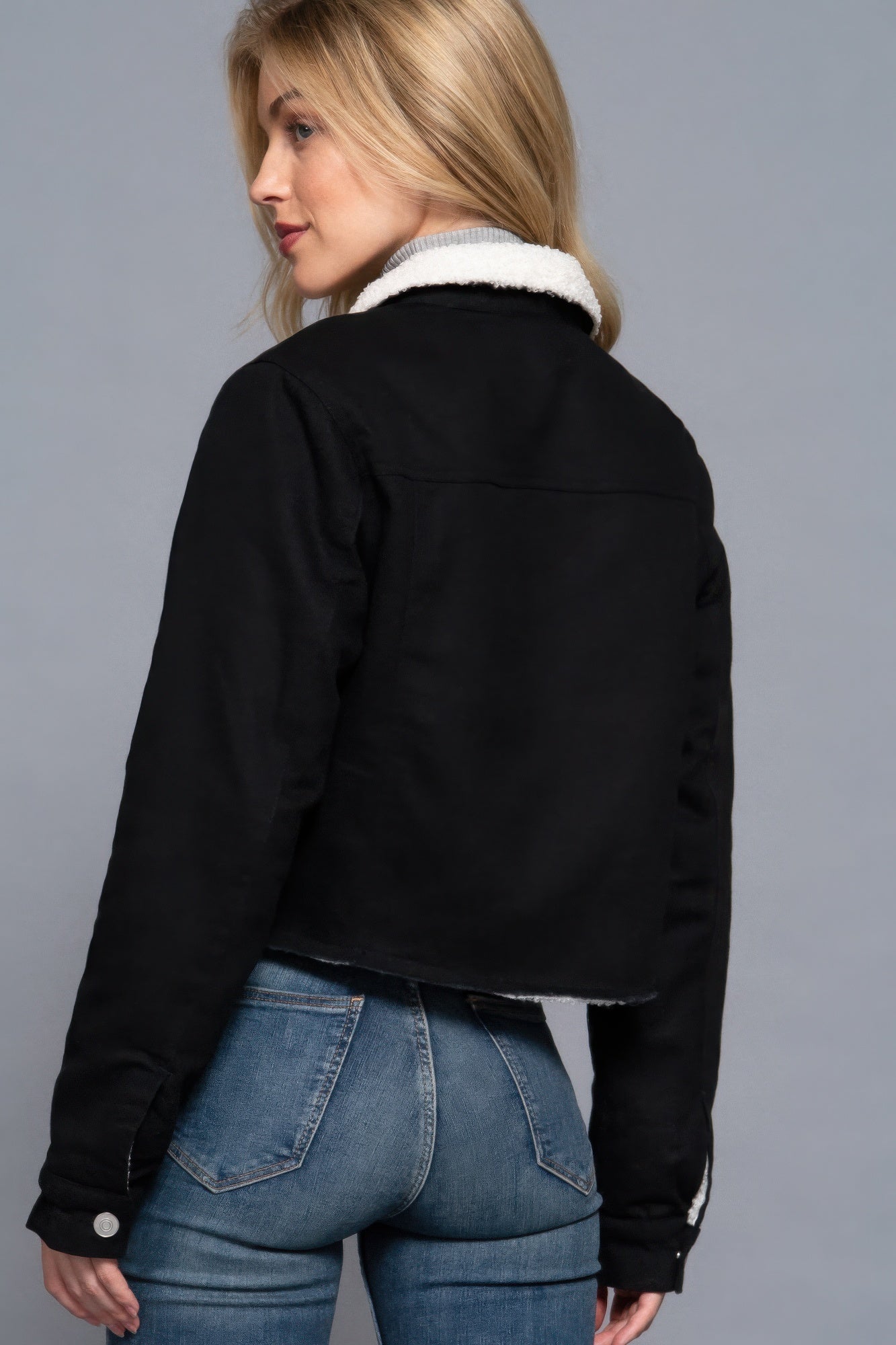 Button Closure Sherpa-lined Twill Jacket product image