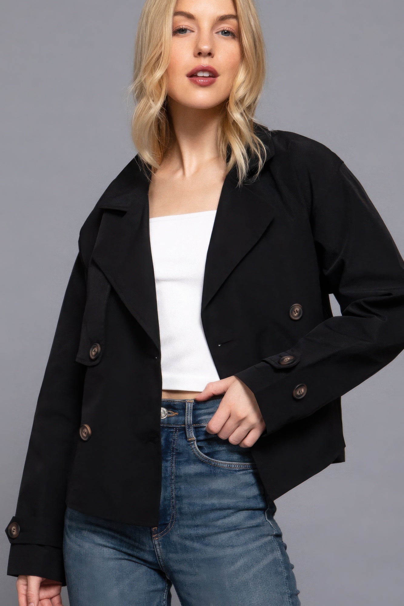 Double Breasted Short Trench Jacket product image