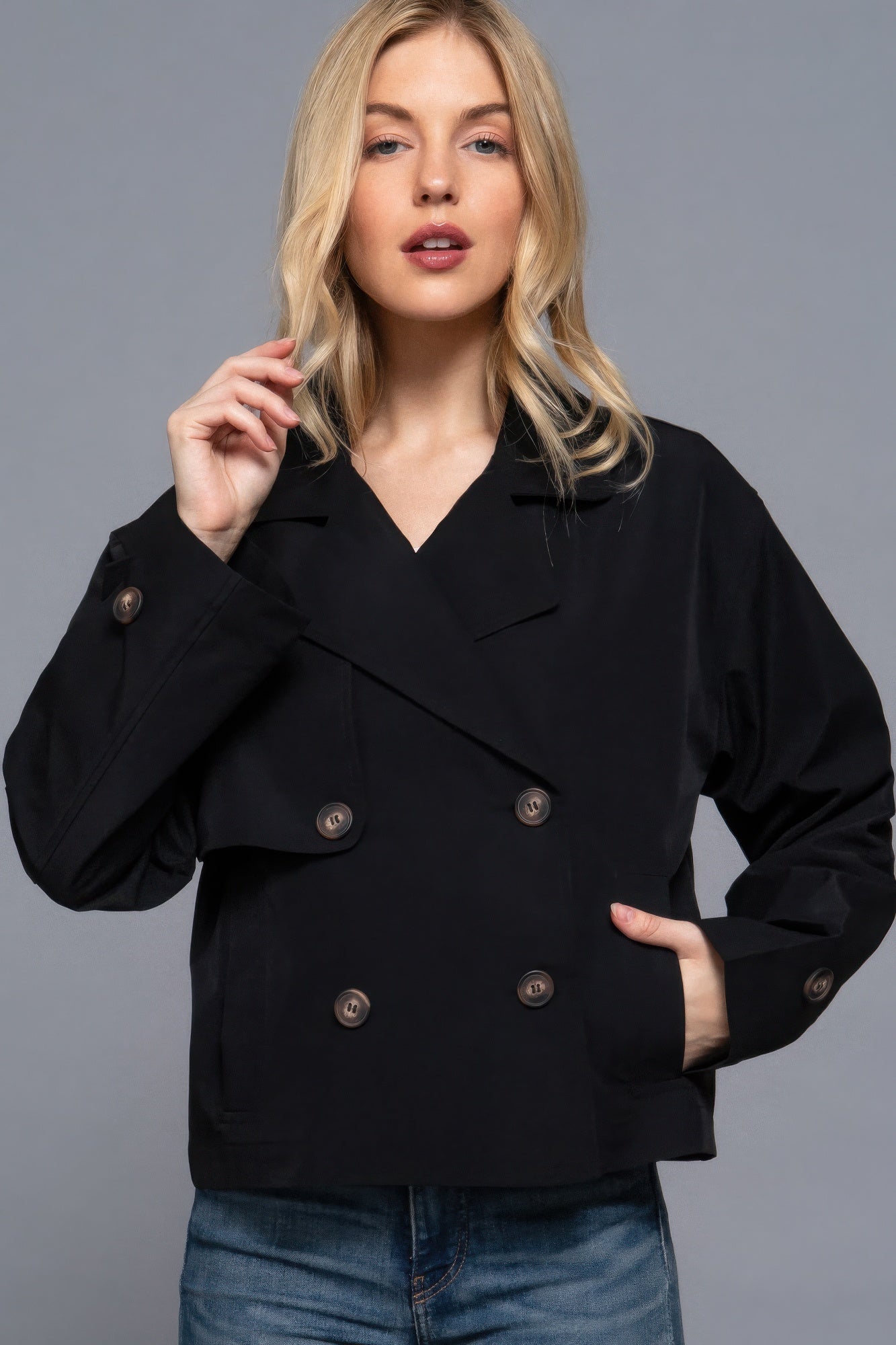Double Breasted Short Trench Jacket product image