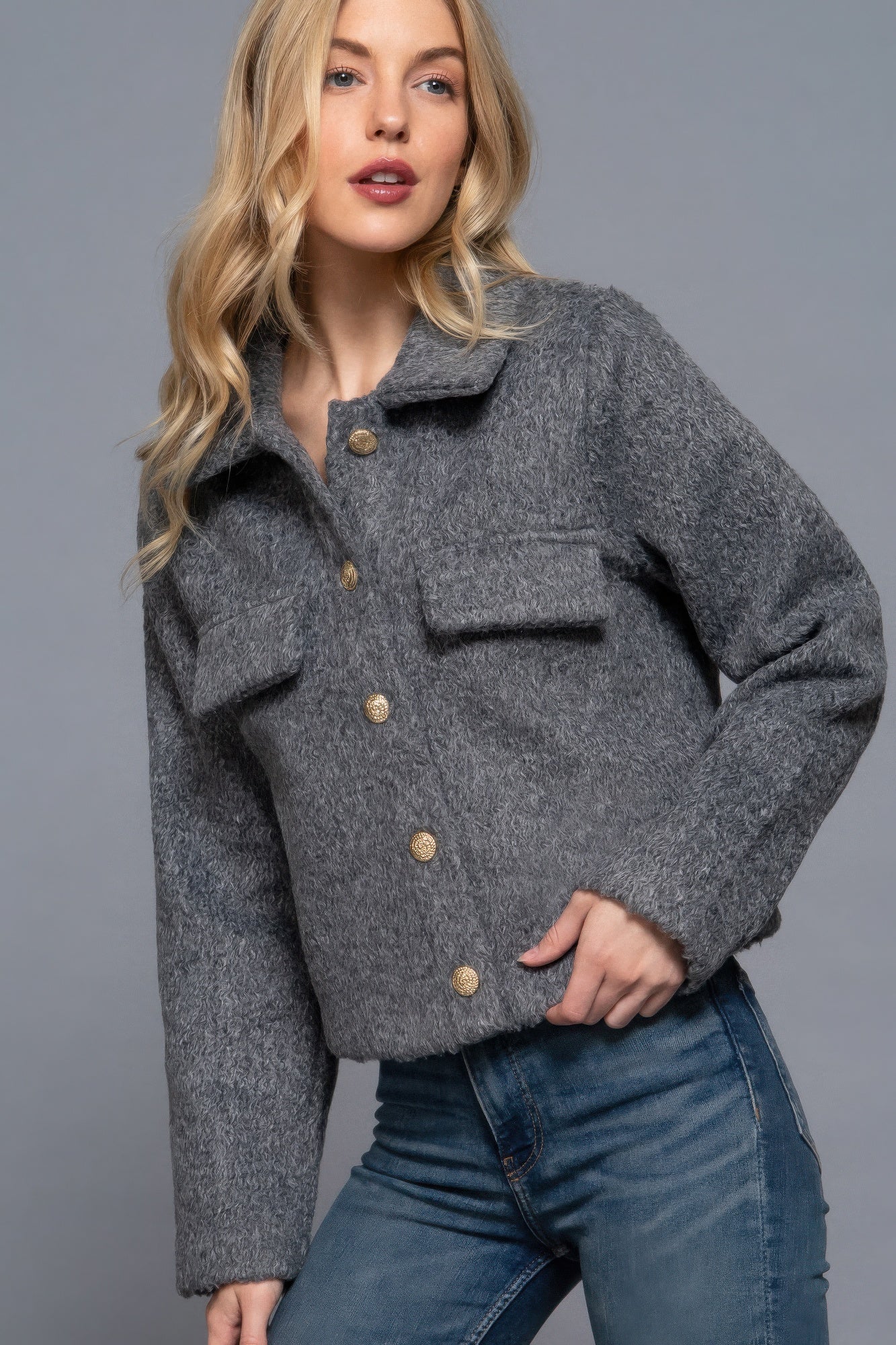 Long Slv Teddy Fleece Short Jacket product image