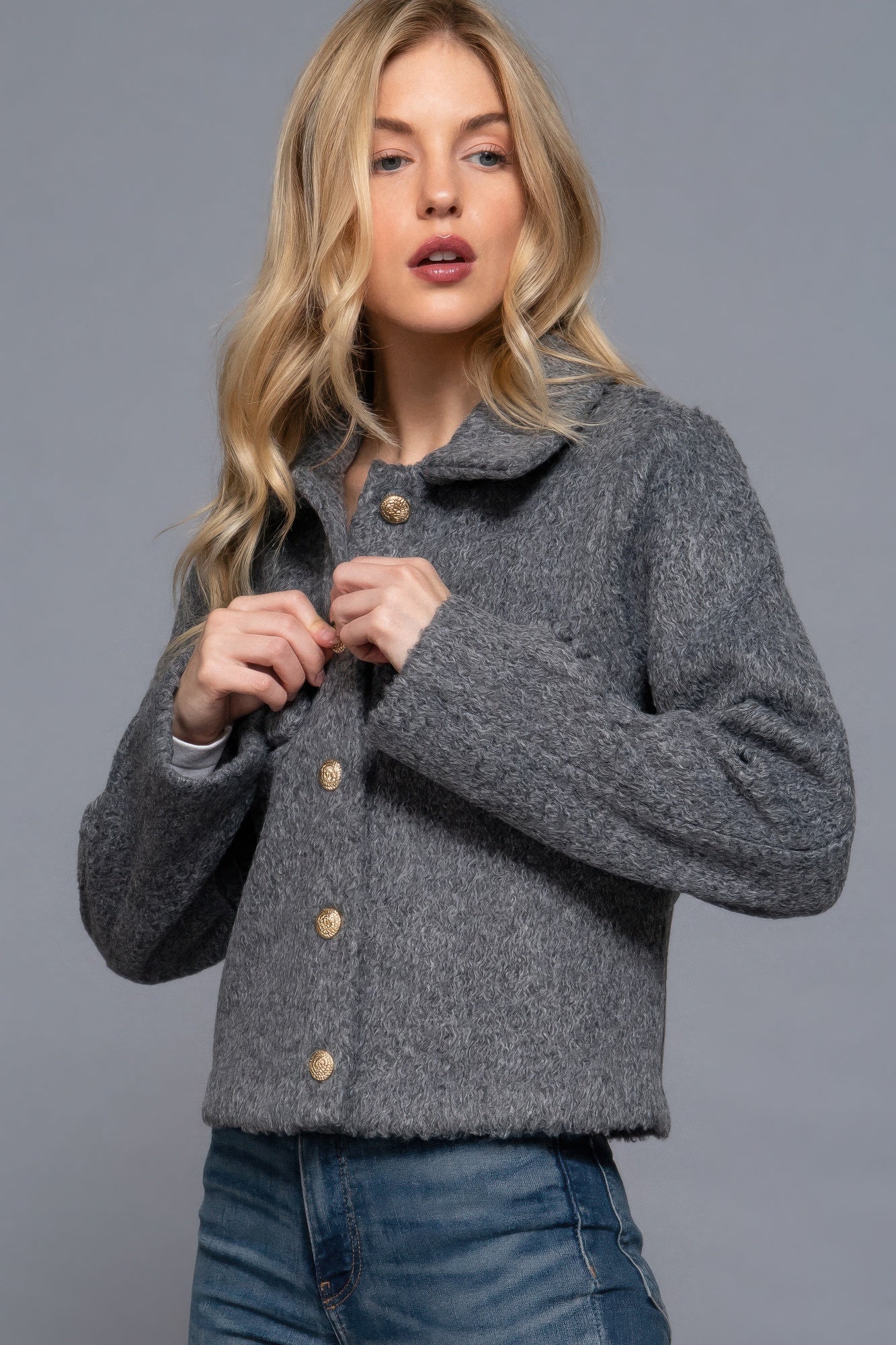 Long Slv Teddy Fleece Short Jacket product image