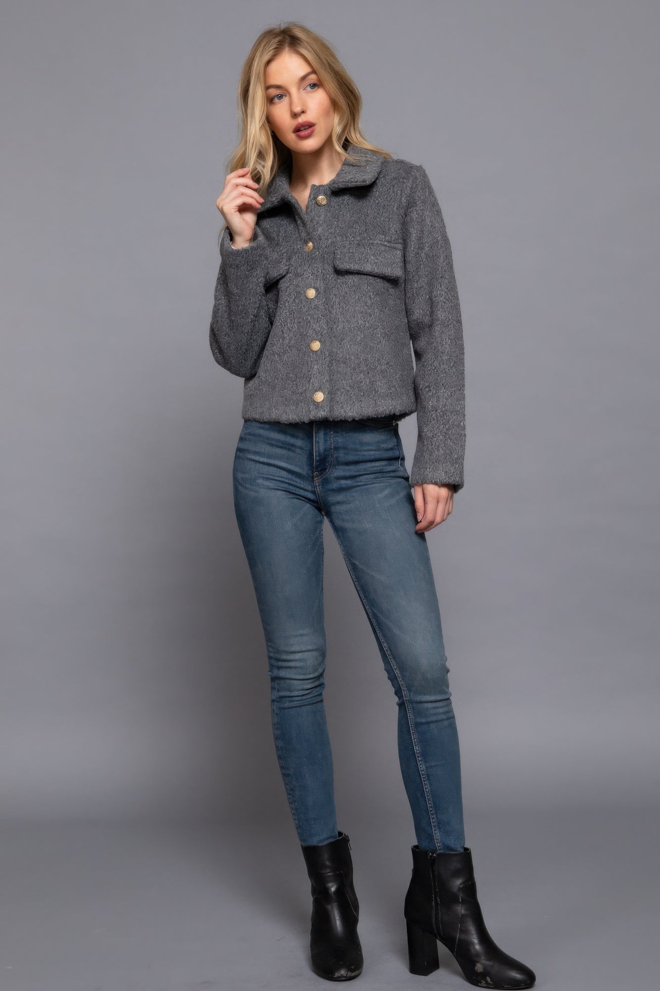 Long Slv Teddy Fleece Short Jacket product image