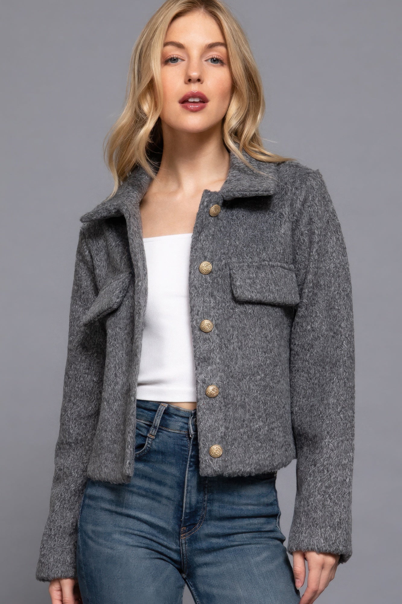 Long Slv Teddy Fleece Short Jacket product image
