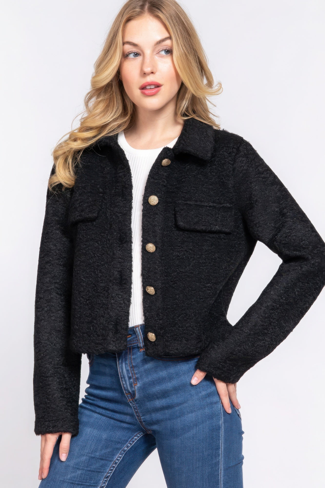 Long Slv Teddy Fleece Short Jacket product image
