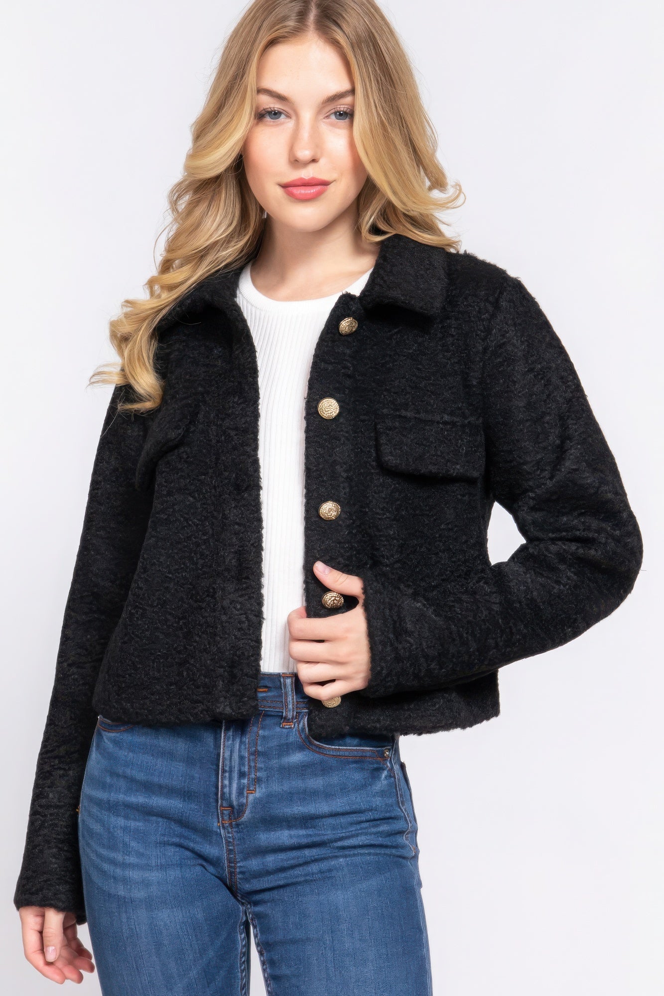 Long Slv Teddy Fleece Short Jacket product image