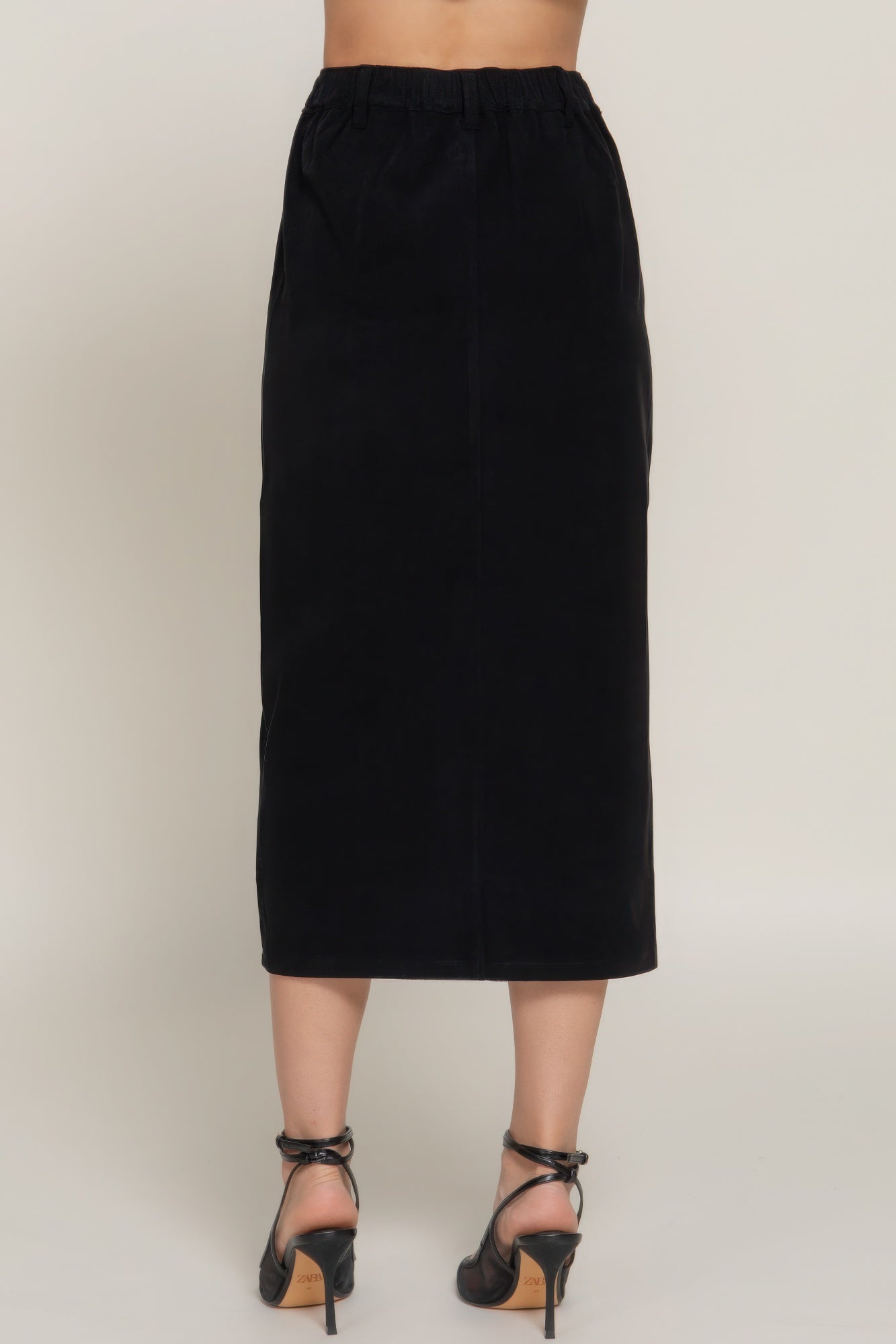 Front Open Slit Corduroy Midi Skirt product image