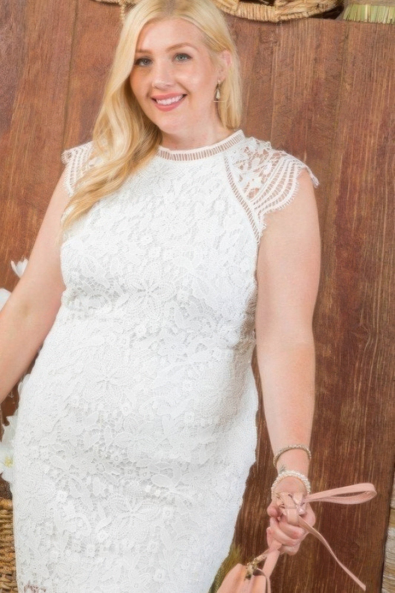 Lace Crochet Mini Raglan Dress With Zipper Back product image