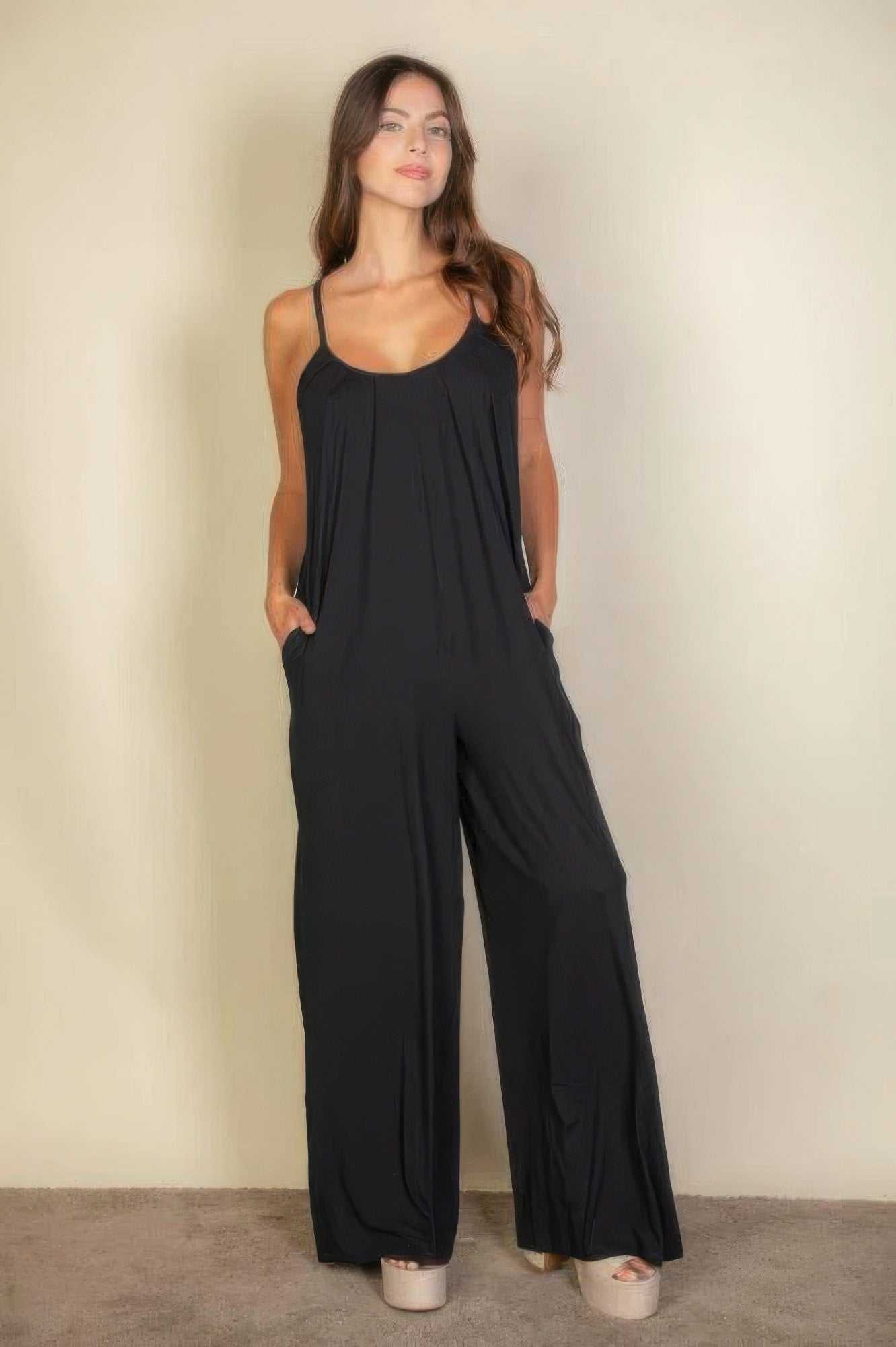 Spaghetti Strap Solid Wide Jumpsuit product image