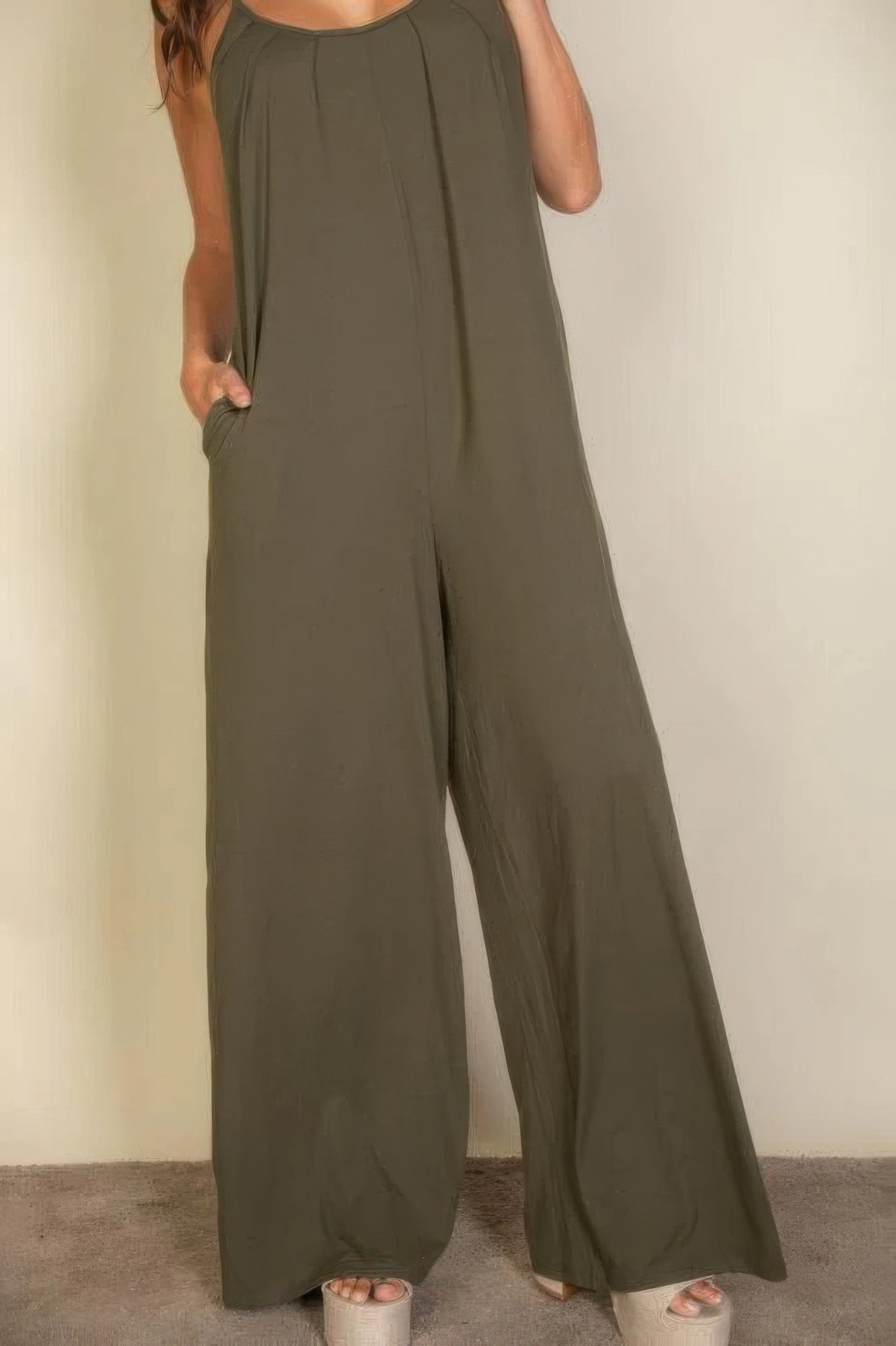Spaghetti Strap Solid Wide Jumpsuit product image