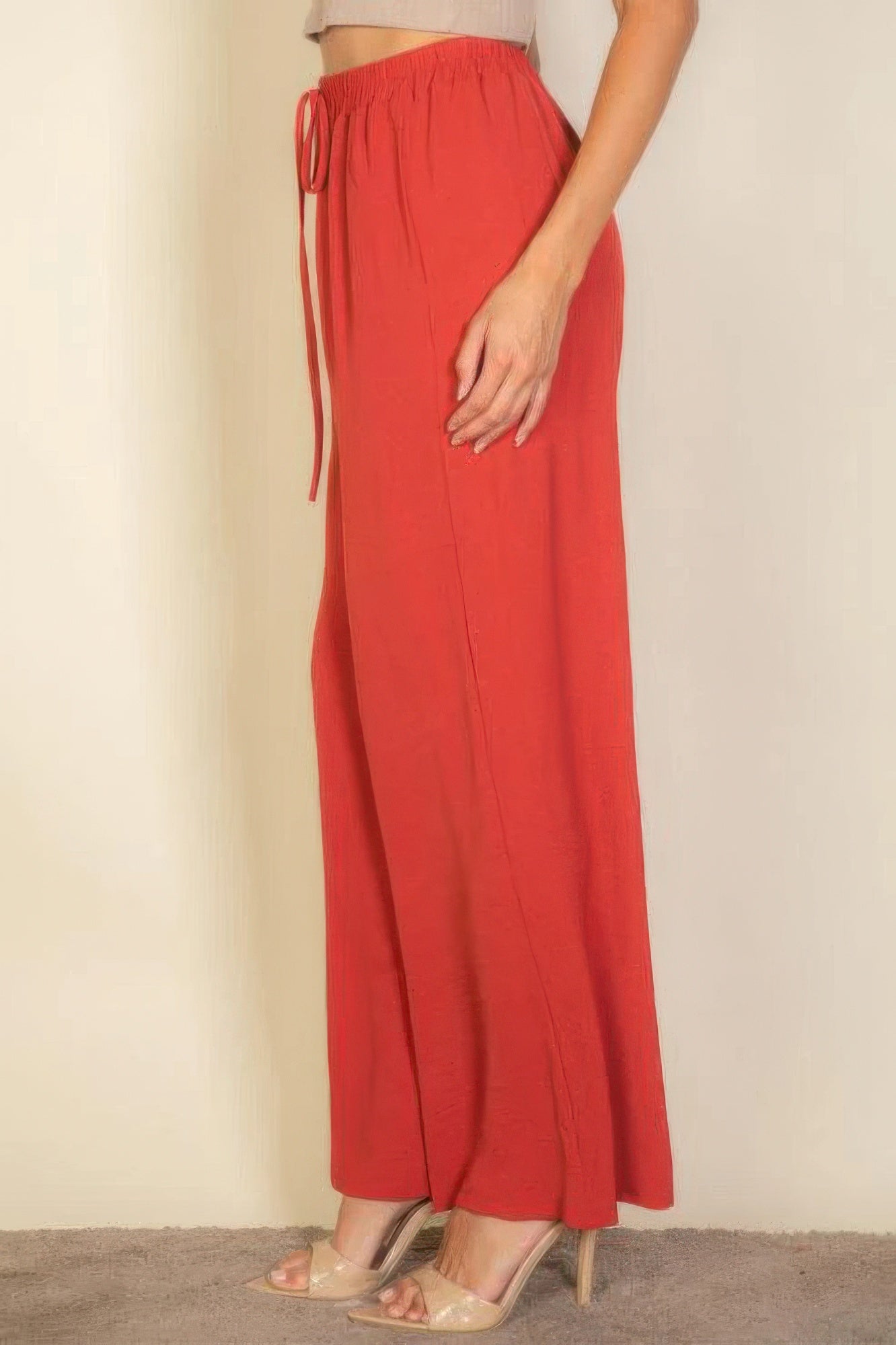 Drawstring Waist Wide Leg Minimalist Pants product image