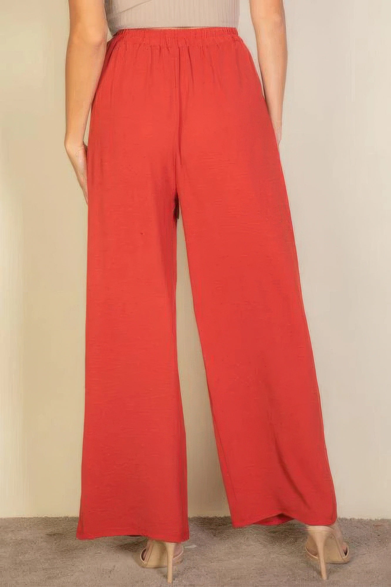 Drawstring Waist Wide Leg Minimalist Pants product image