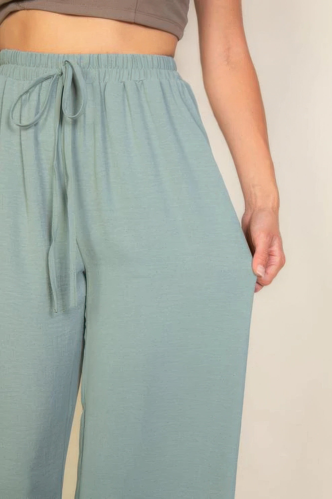 Drawstring Waist Wide Leg Minimalist Pants product image